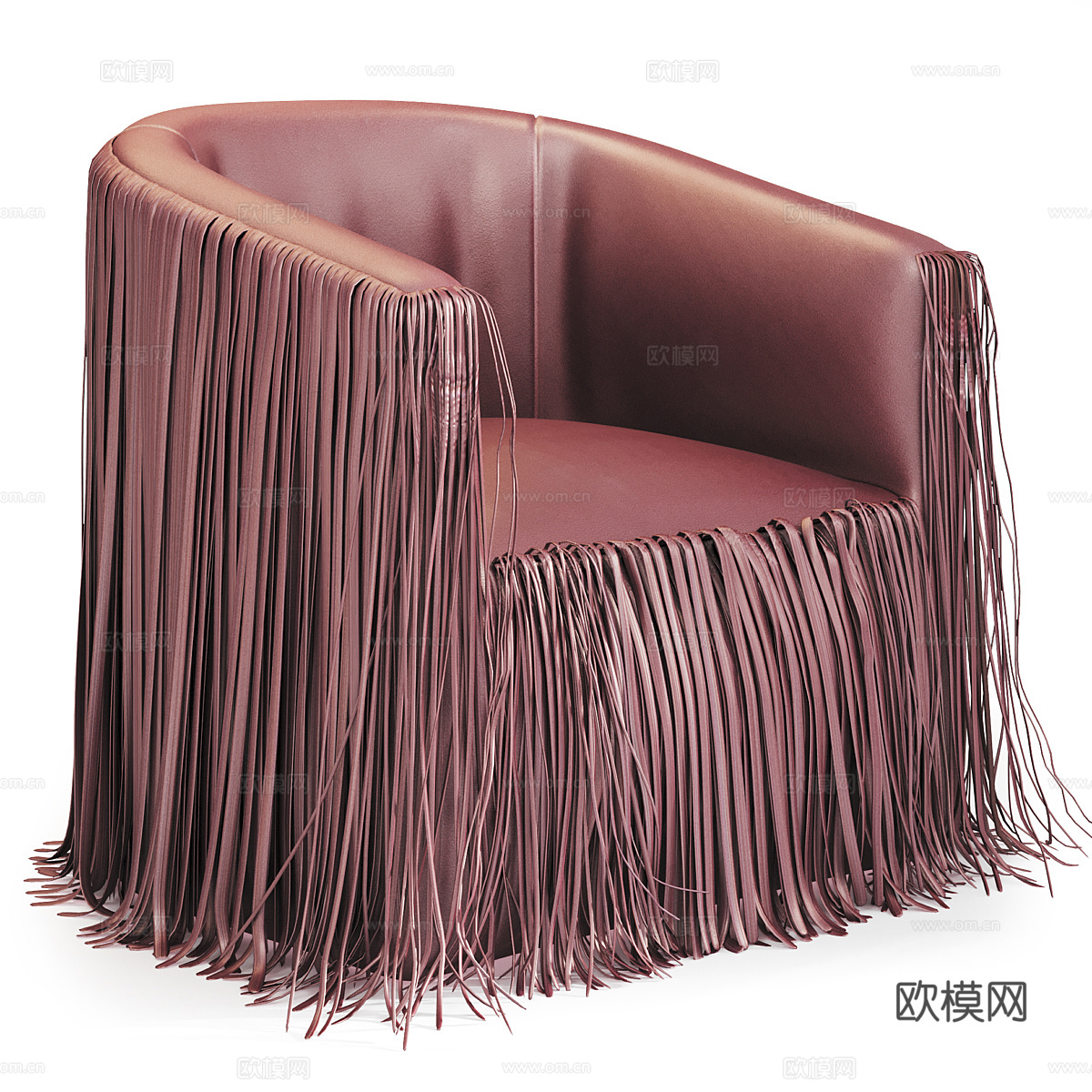 现代艺术皮革流苏扶手椅3d模型