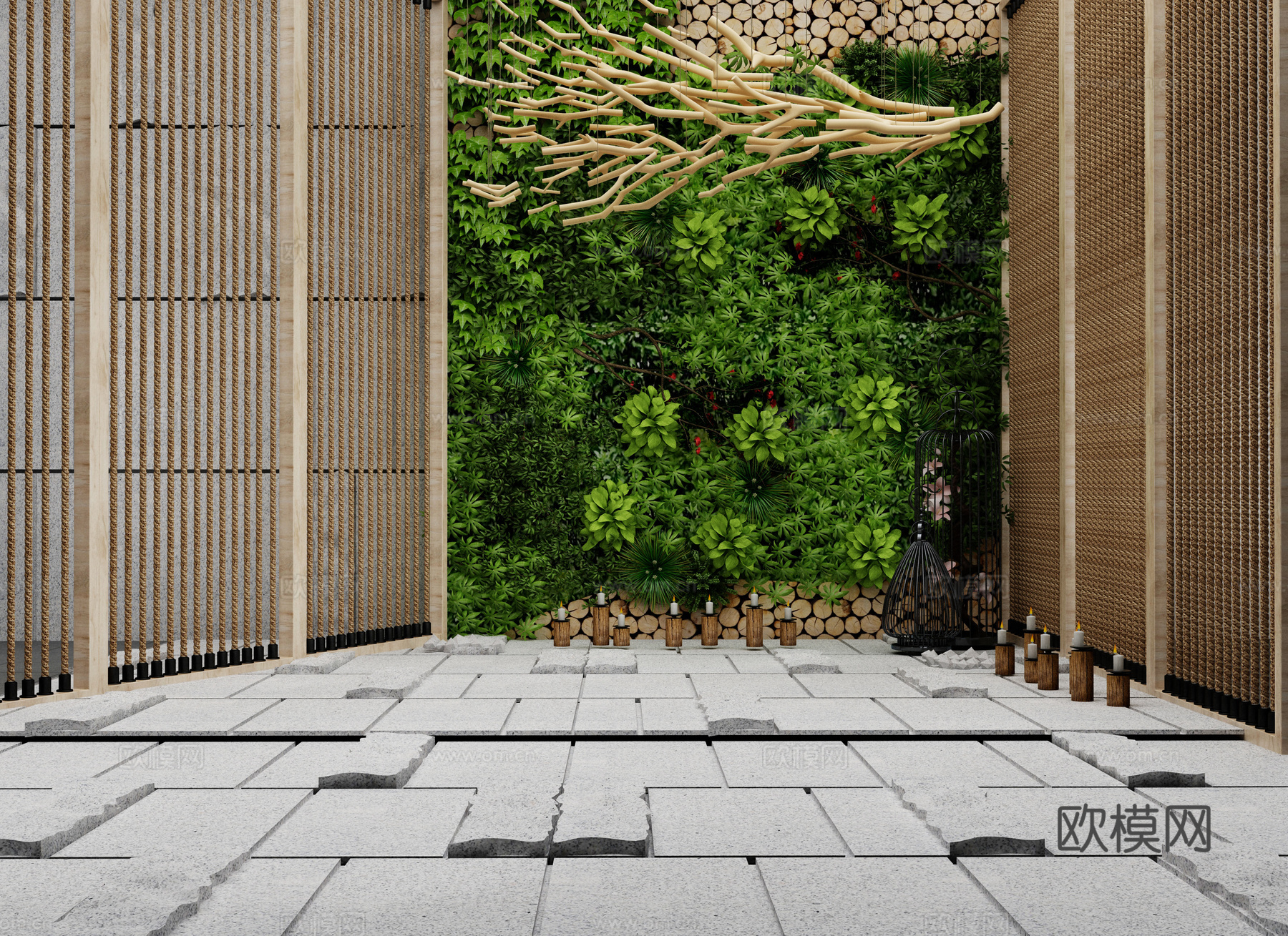 新中式庭院景观3d模型