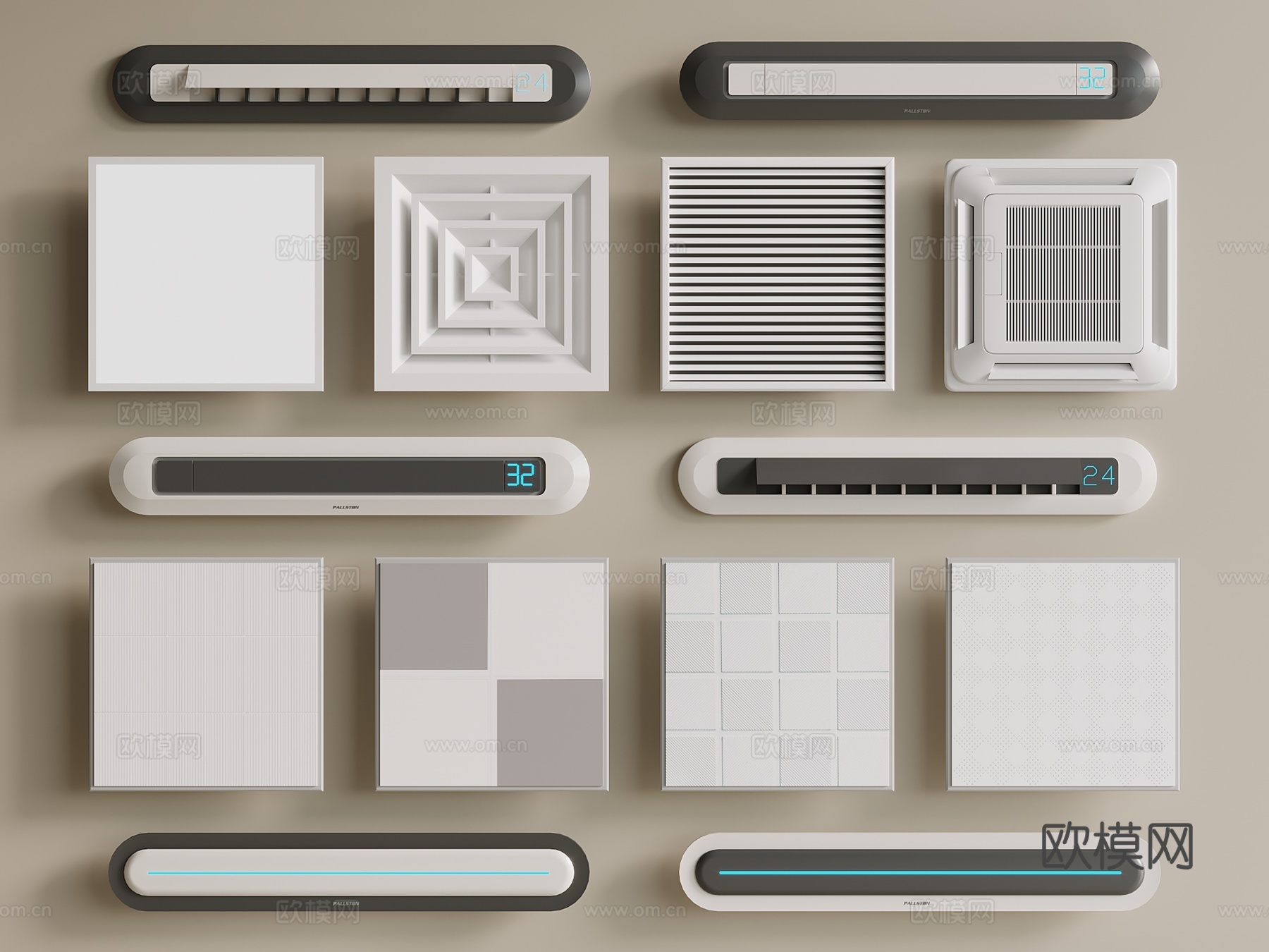 现代 轻奢 吊顶 集成吊顶 厨房吊顶 卫生间吊顶 风口3d模型