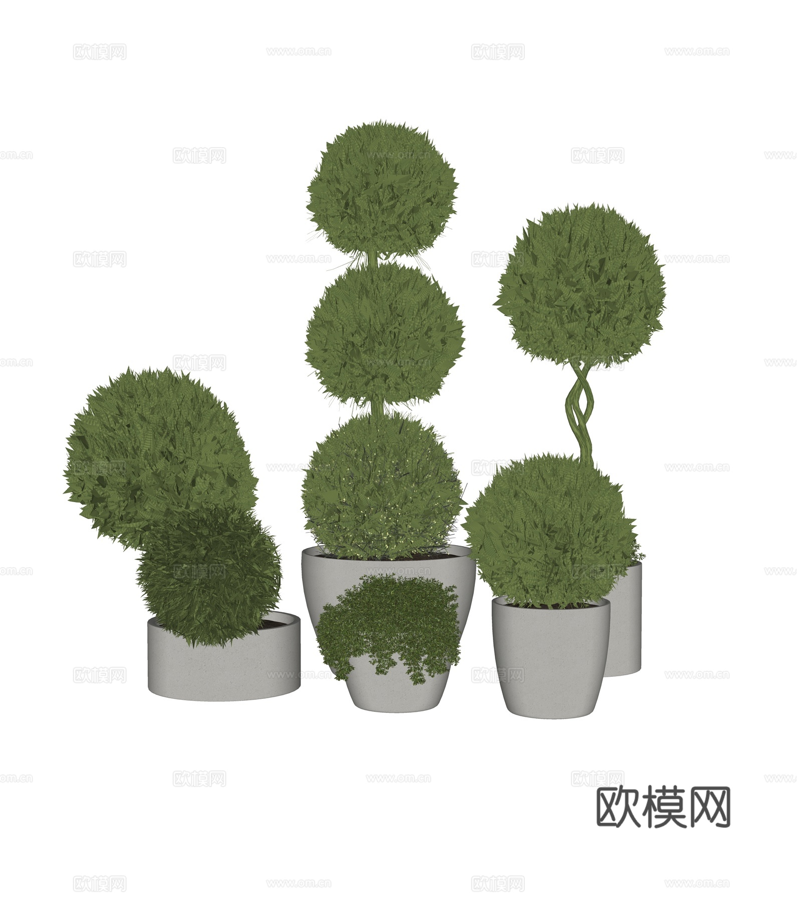 现代户外绿植盆栽su模型