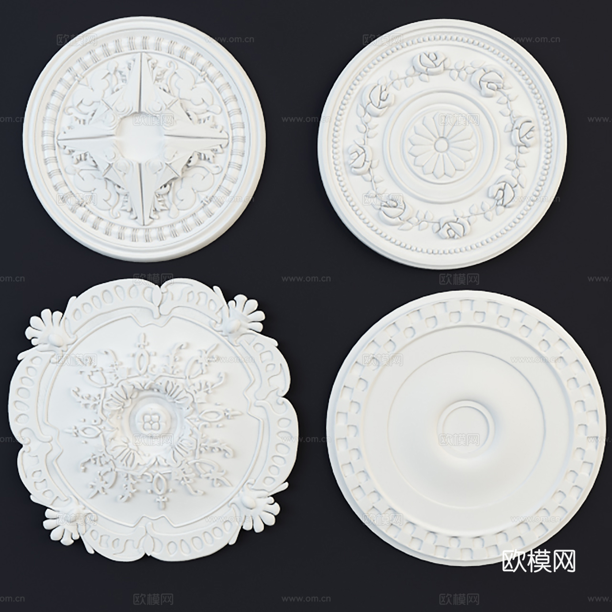 石膏雕花墙饰天花吊饰3d模型