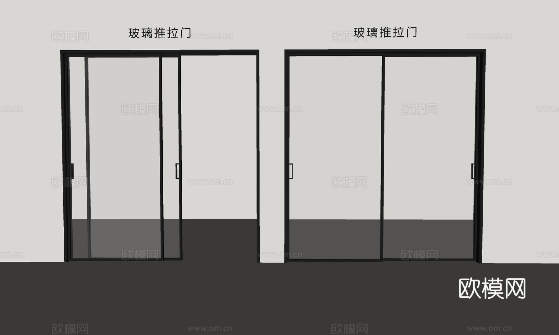 现代推拉门 玻璃推拉门 滑门 厨房推拉门su模型