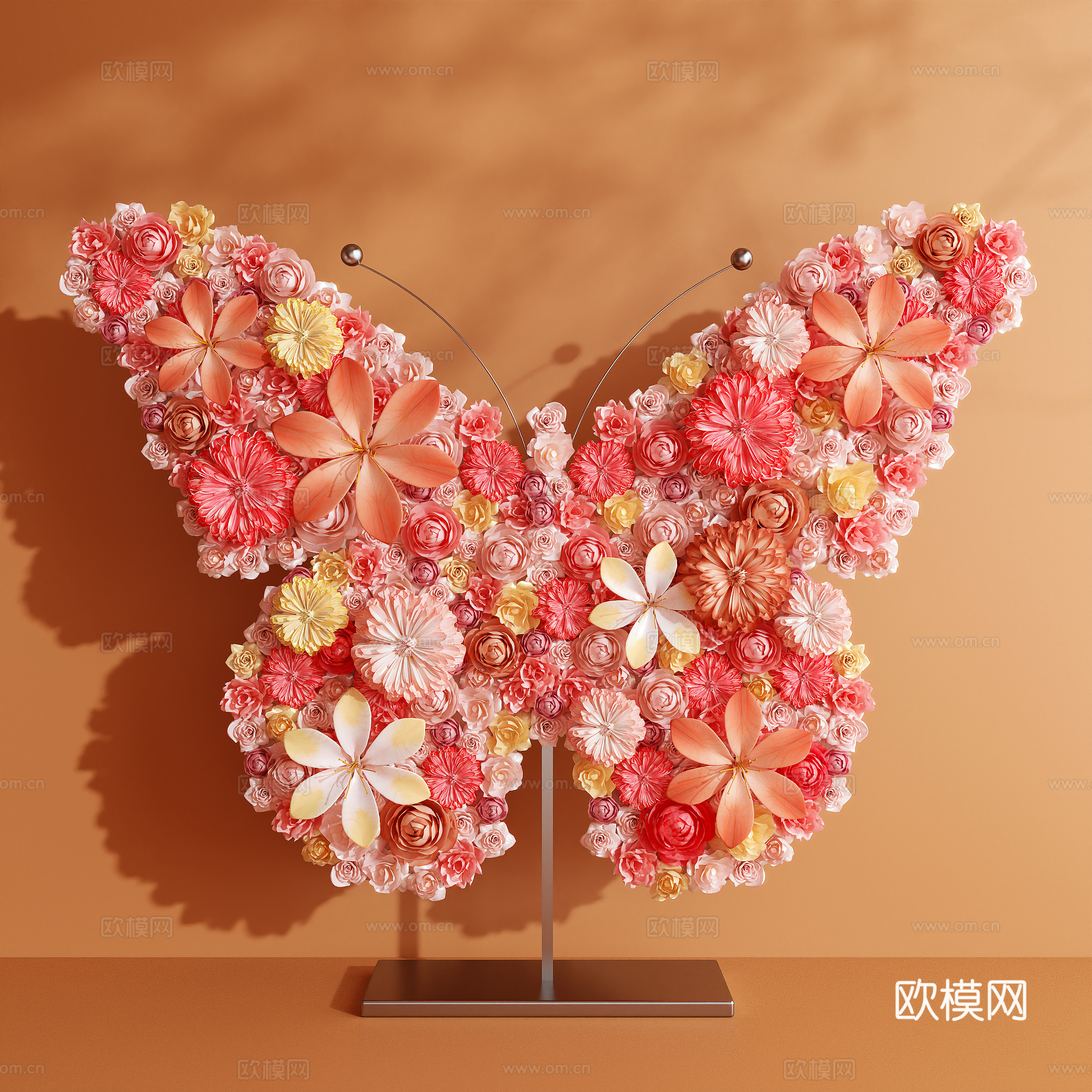 奶油风艺术装置 蝴蝶 美陈3d模型3d模型