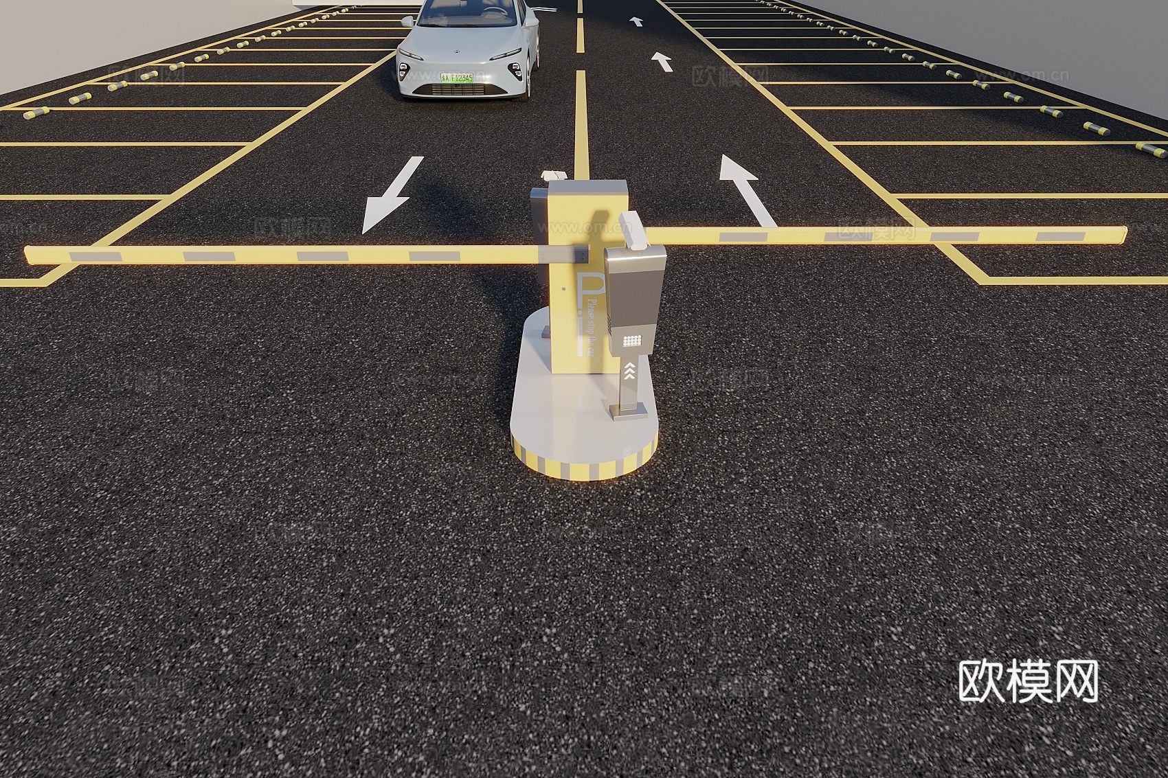 道闸栏杆 摆闸 门禁道闸 汽车 室外停车场3d模型