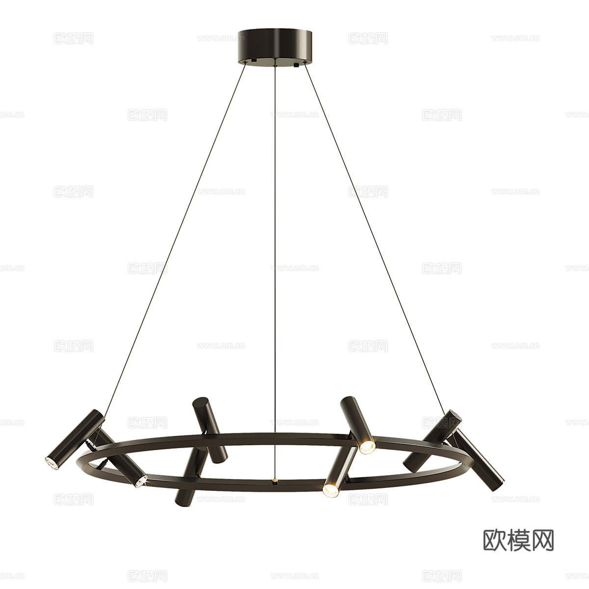 现代意式极简圆形金属吊灯3d模型