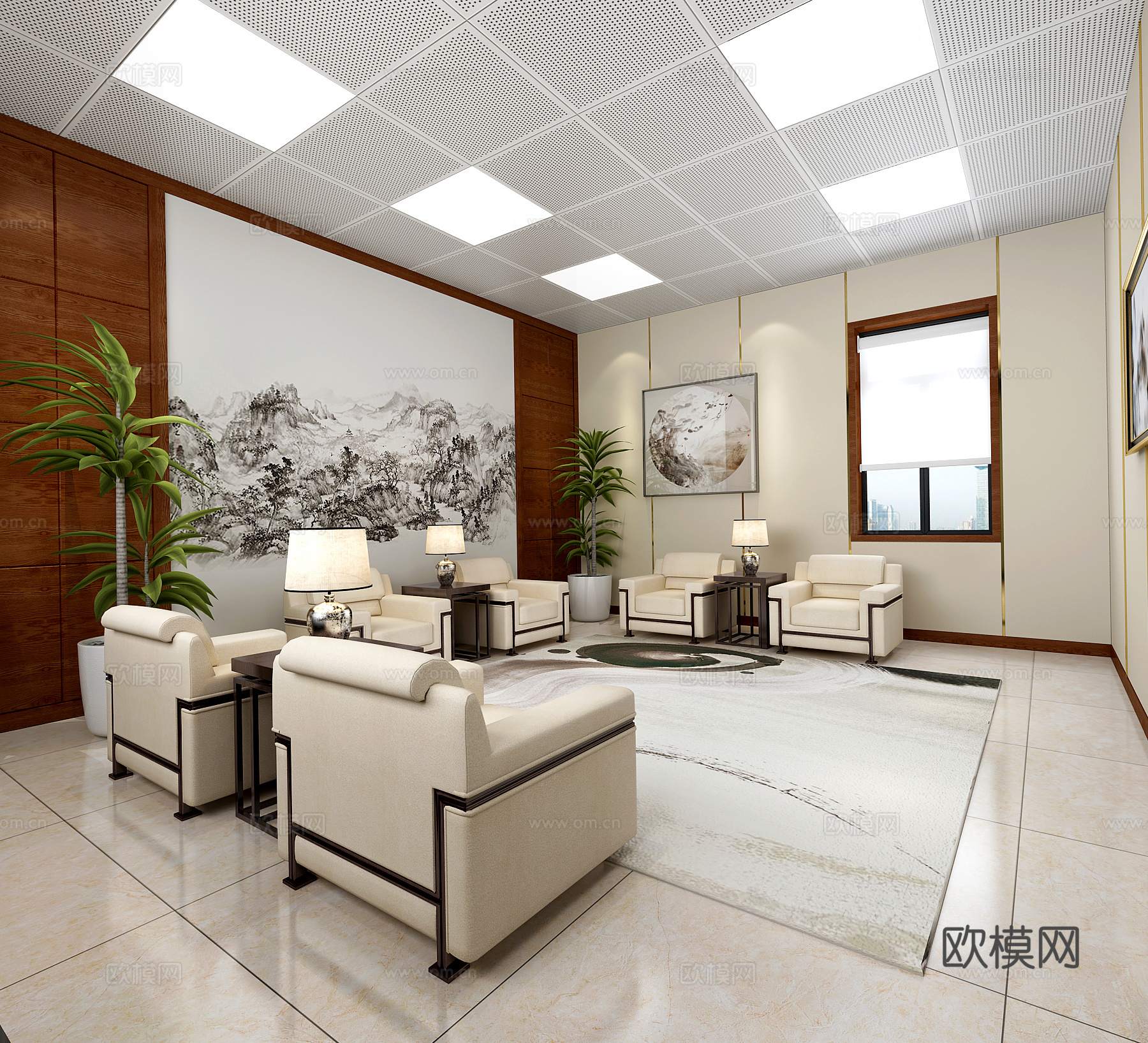 中式接待室 中式沙发3d模型