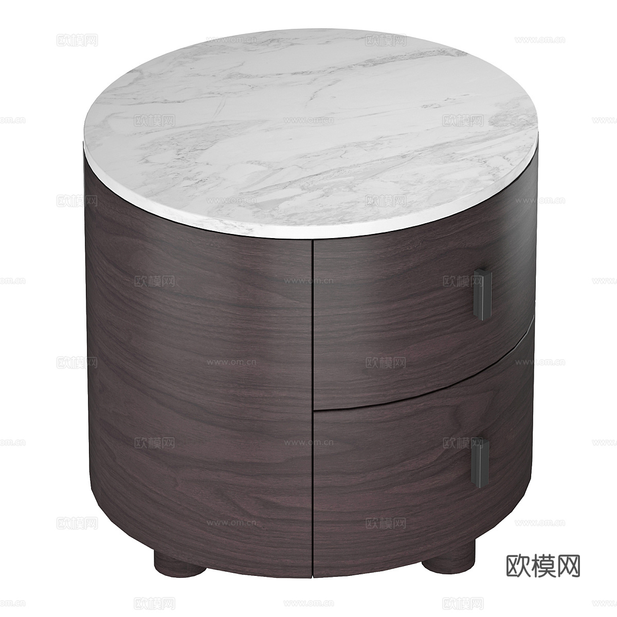现代意式圆形实木床头柜3d模型