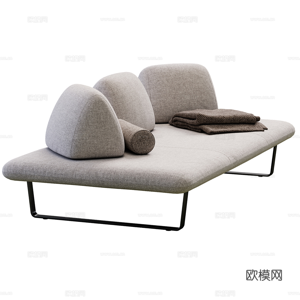 现代意式极简双人休闲沙发3d模型