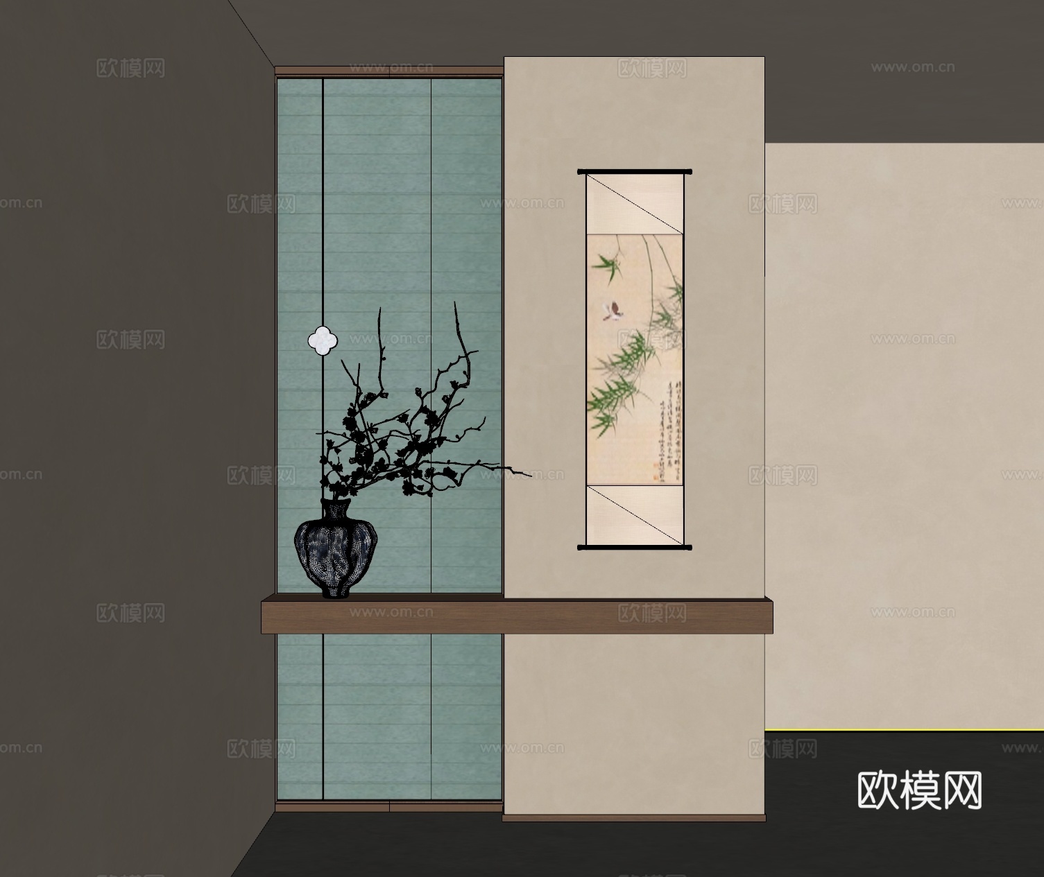 宋风 入户玄关 装饰性玄关 端景台su模型