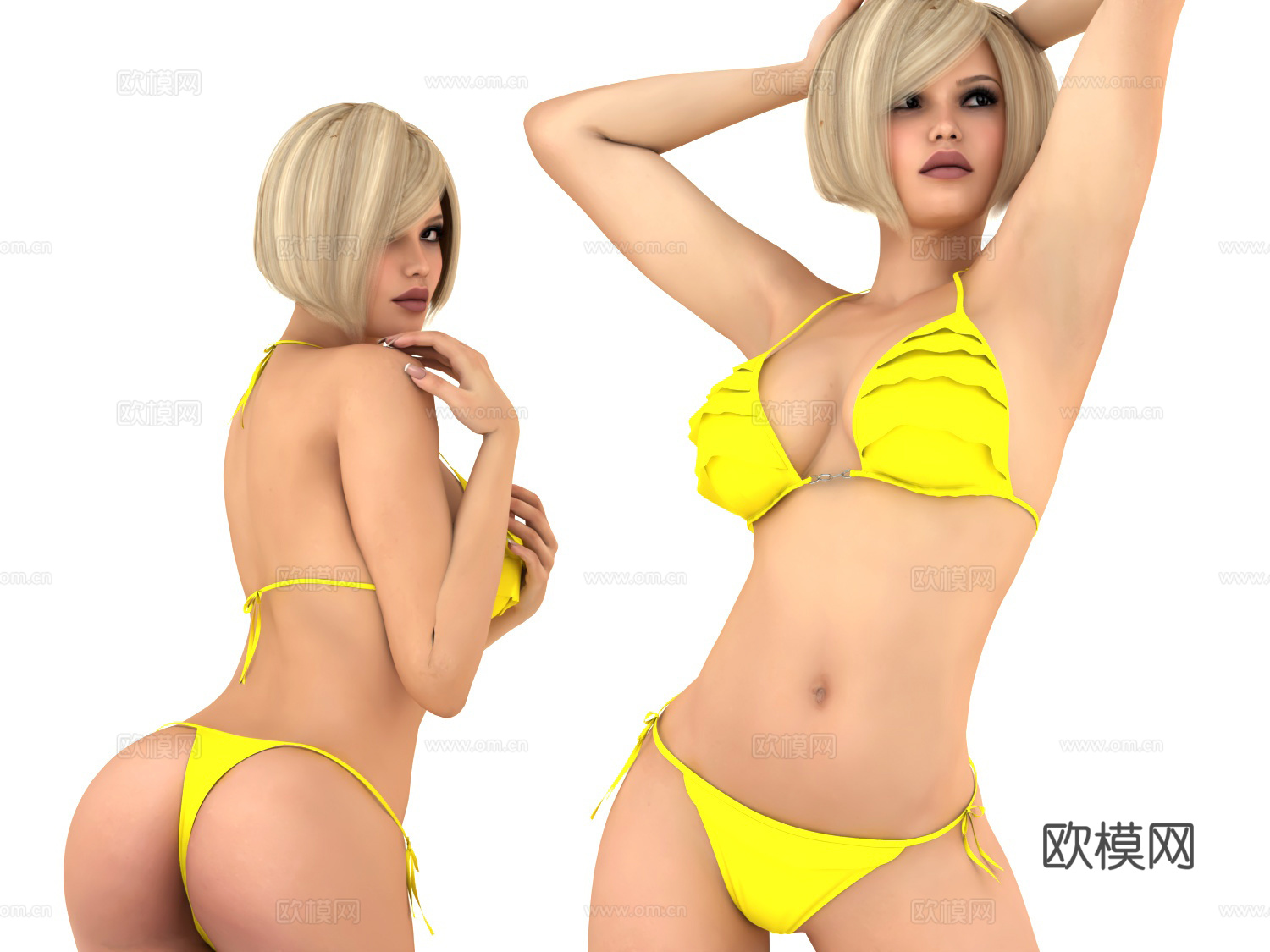 金发欧美女人 美女女性人物 卡通动漫女生 模特小姐姐3d模型