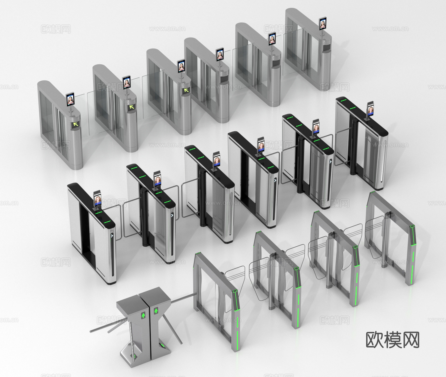 闸机 闸门 门禁机 自动门 感应门 安检门 检票门su模型