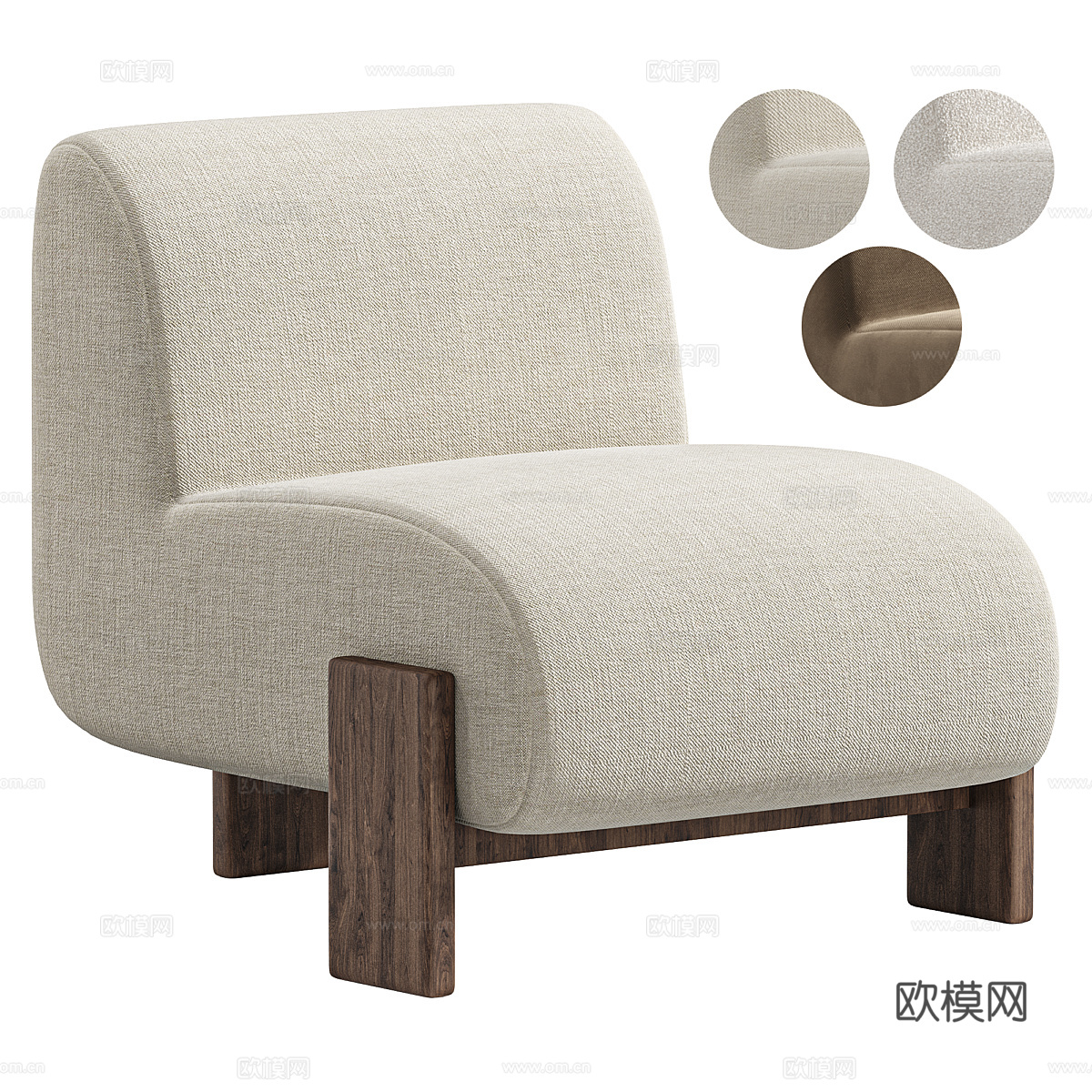 现代意式布艺沙发椅3d模型