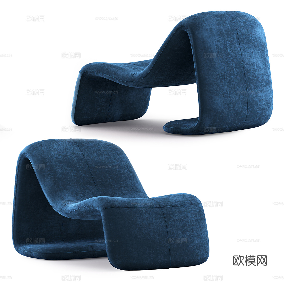 现代意式布艺躺椅3d模型