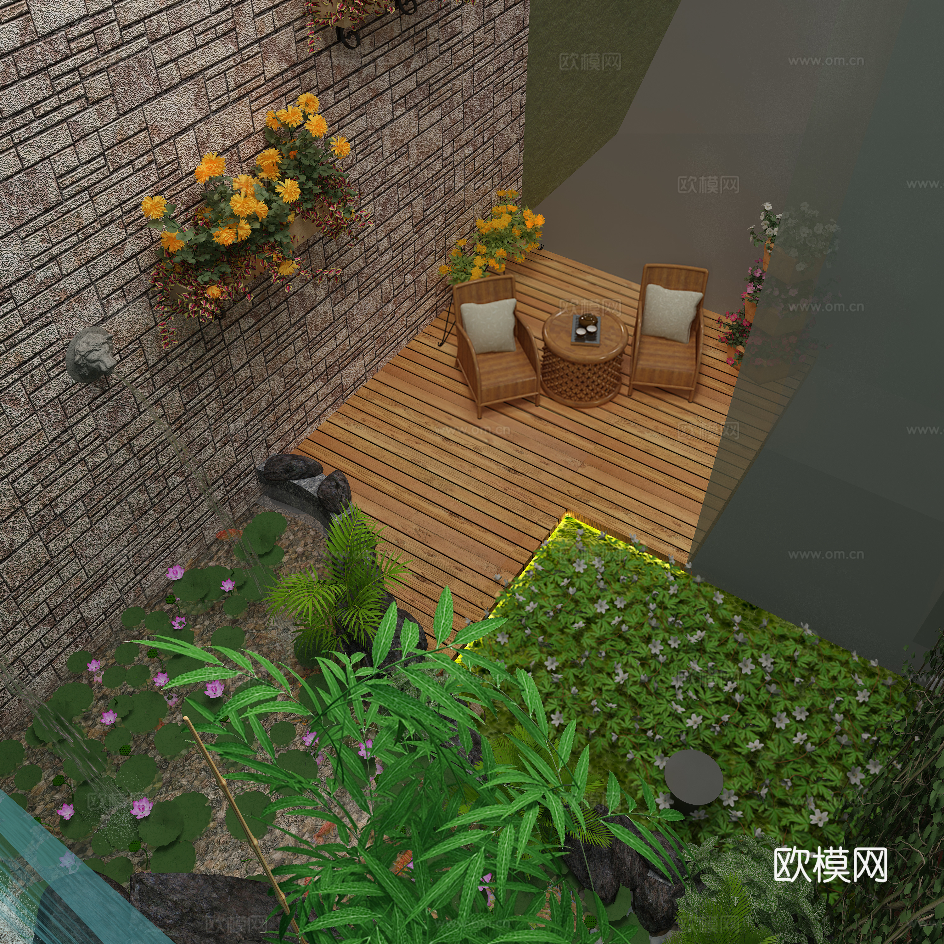 其他混搭景观小建筑 餐桌椅 植物 物件摆件3d模型