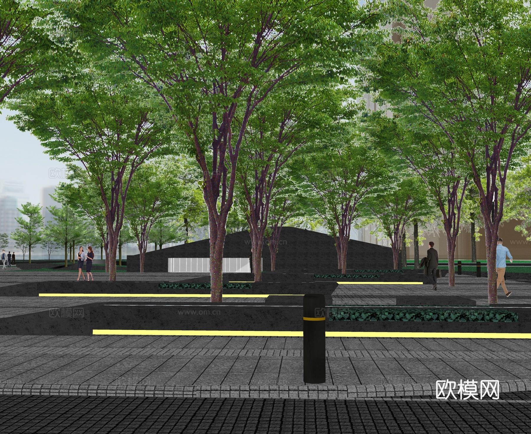 现代办公景观 办公园区 办公绿化 商办景观设计 工业园景su模型