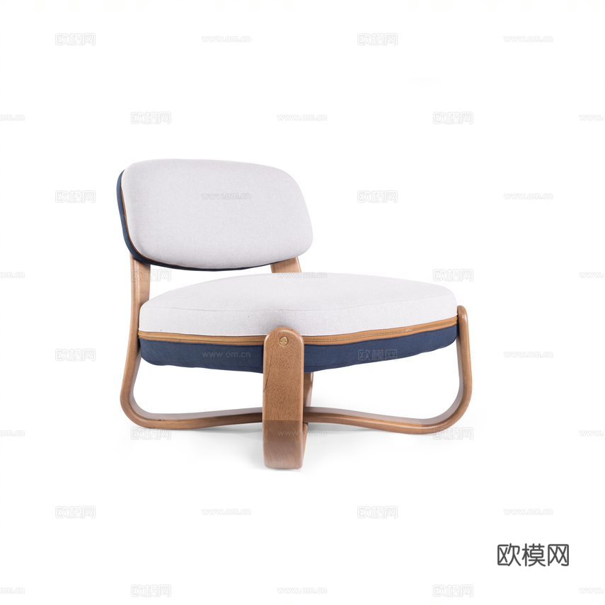单人沙发椅实木家用橡木小户型休闲靠背北欧日式风客厅无扶手椅子su模型
