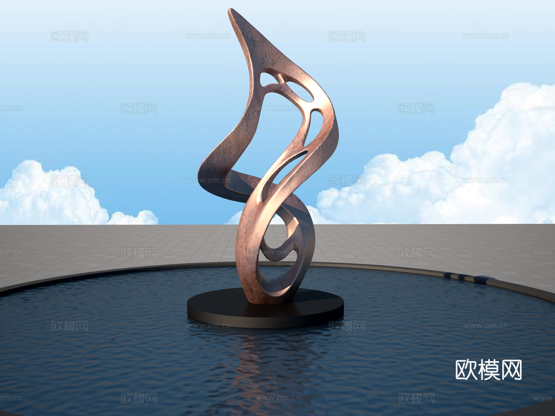 抽象铜装饰雕塑摆件3d模型