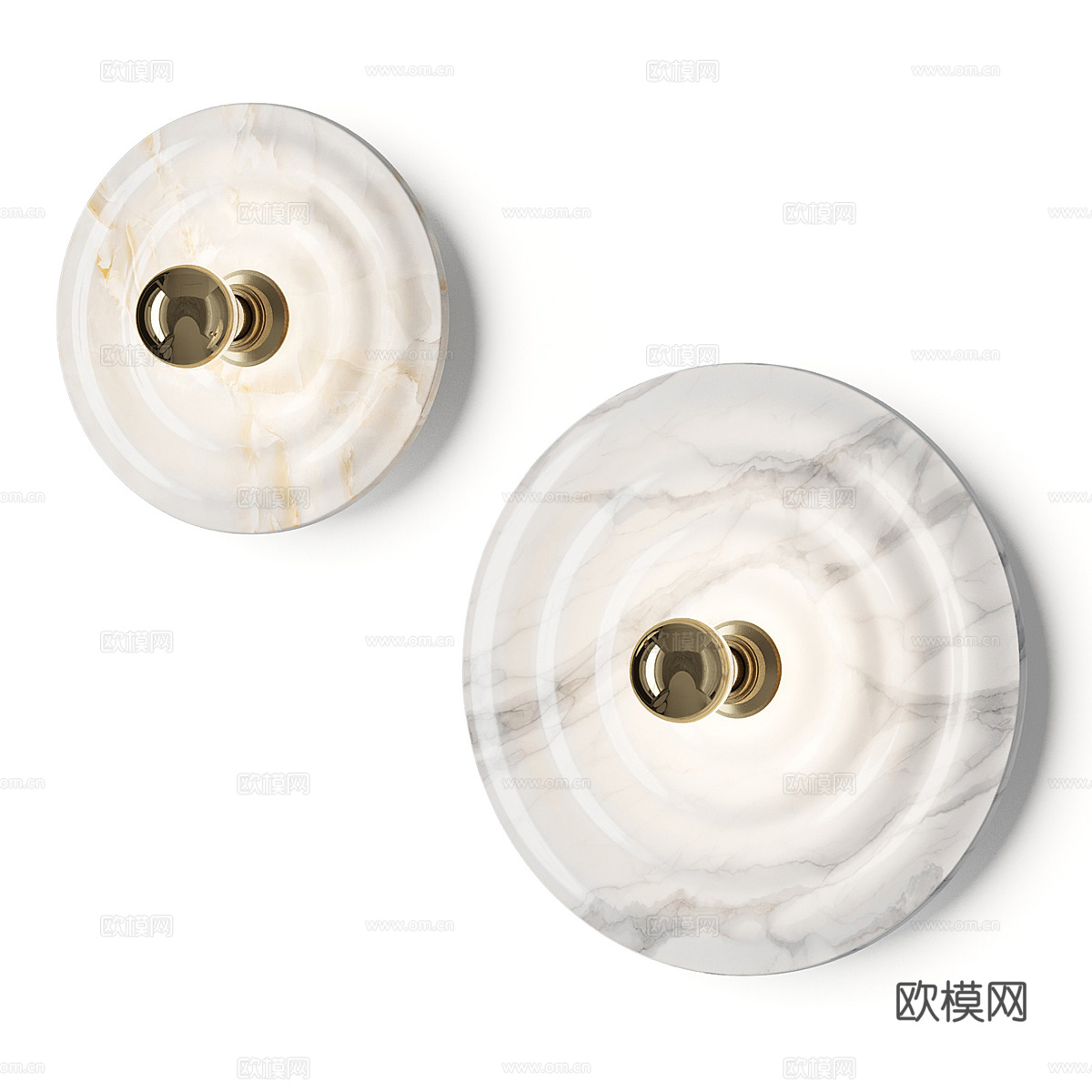 现代意式轻奢大理石圆盘壁灯3d模型3d模型