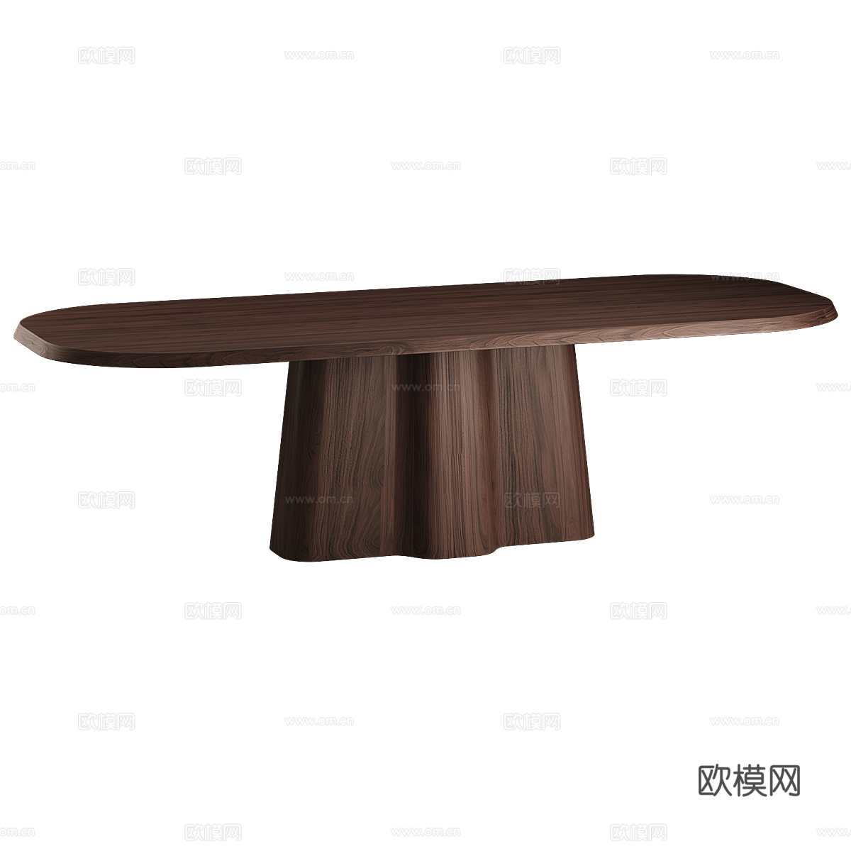 现代意式实木椭圆餐桌3d模型