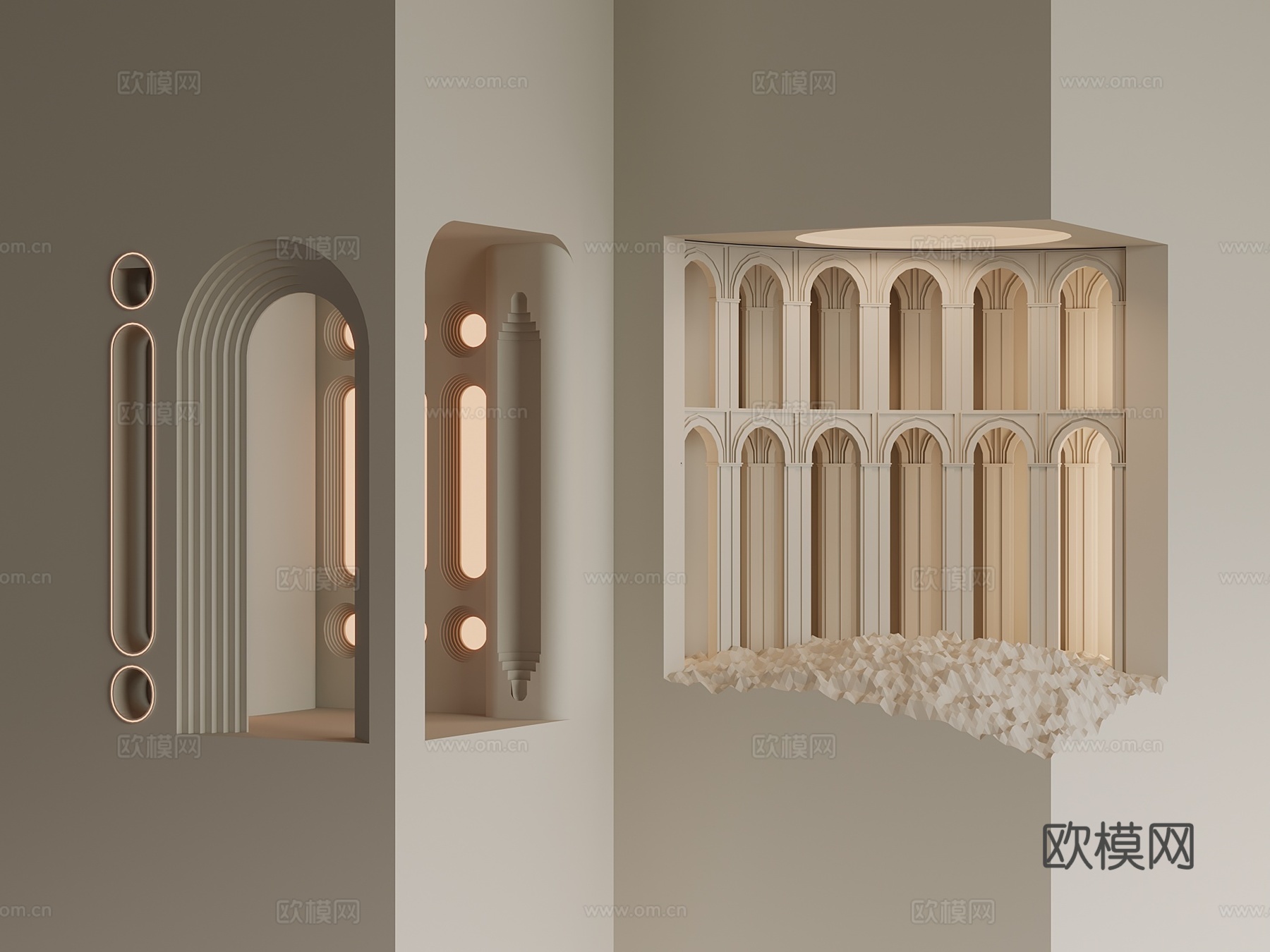 侘寂 奶油 石膏灯 氛围灯 雕刻灯3d模型