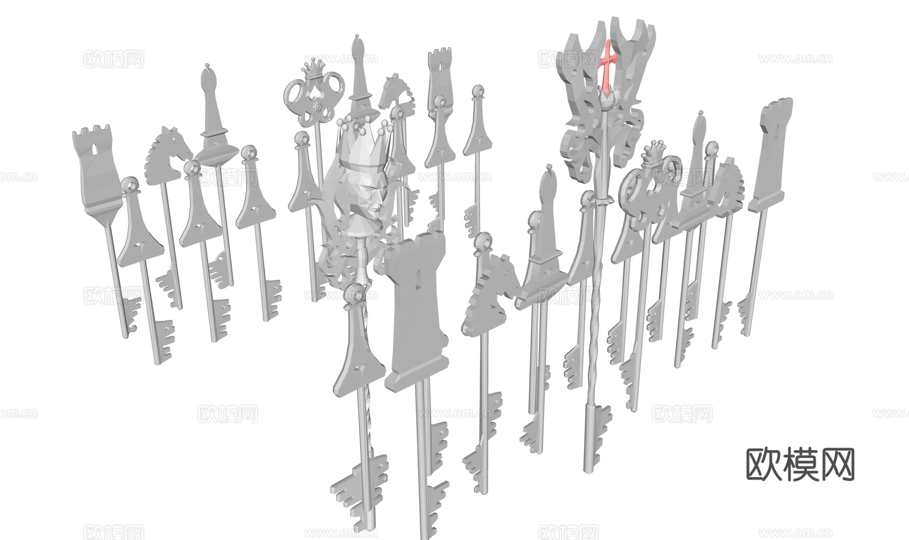 现代欧式挂件 欧式挂件组合 欧式钥匙组合 古典钥匙 五金组合3d模型