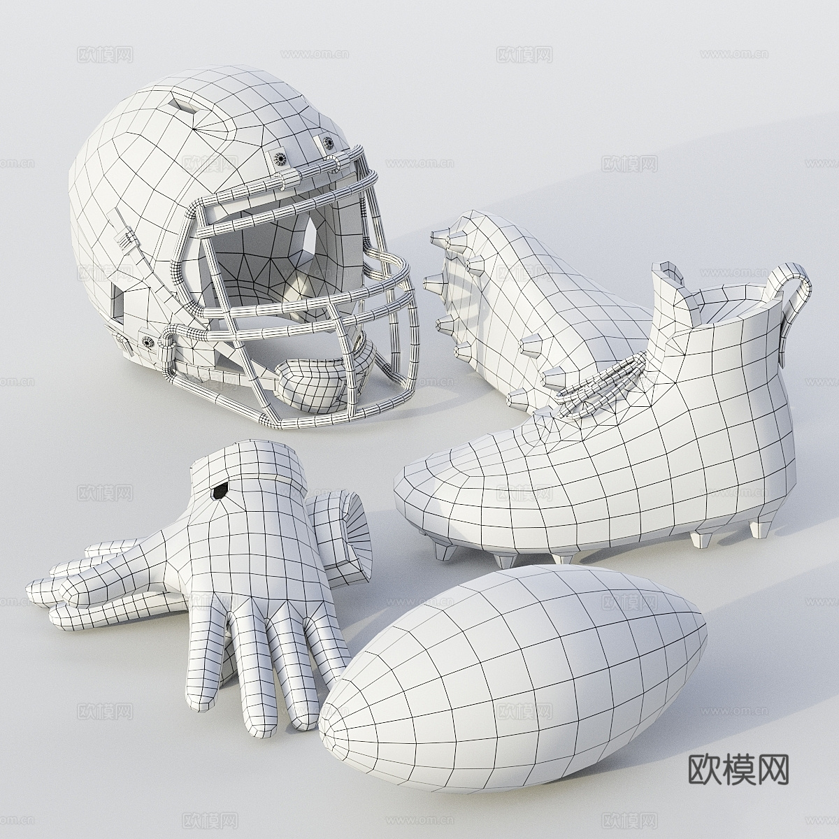 美式橄榄球装备套装3d模型
