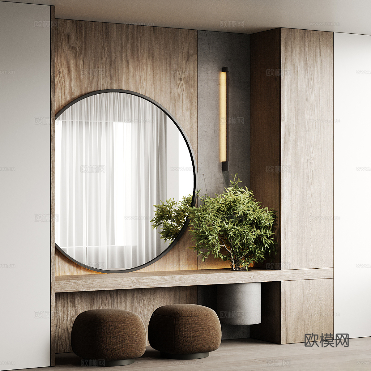 新中式衣柜梳妆台3d模型