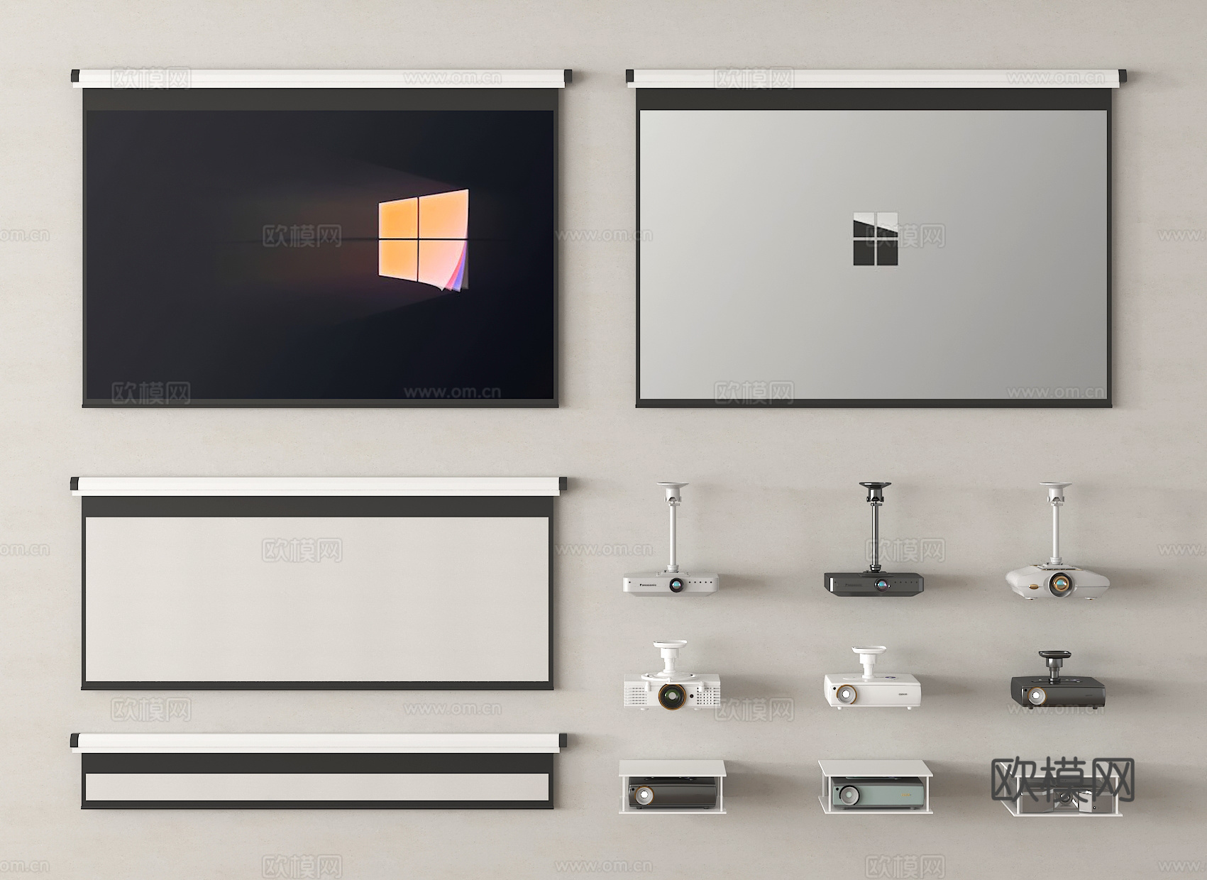 投影仪 投影幕布3d模型
