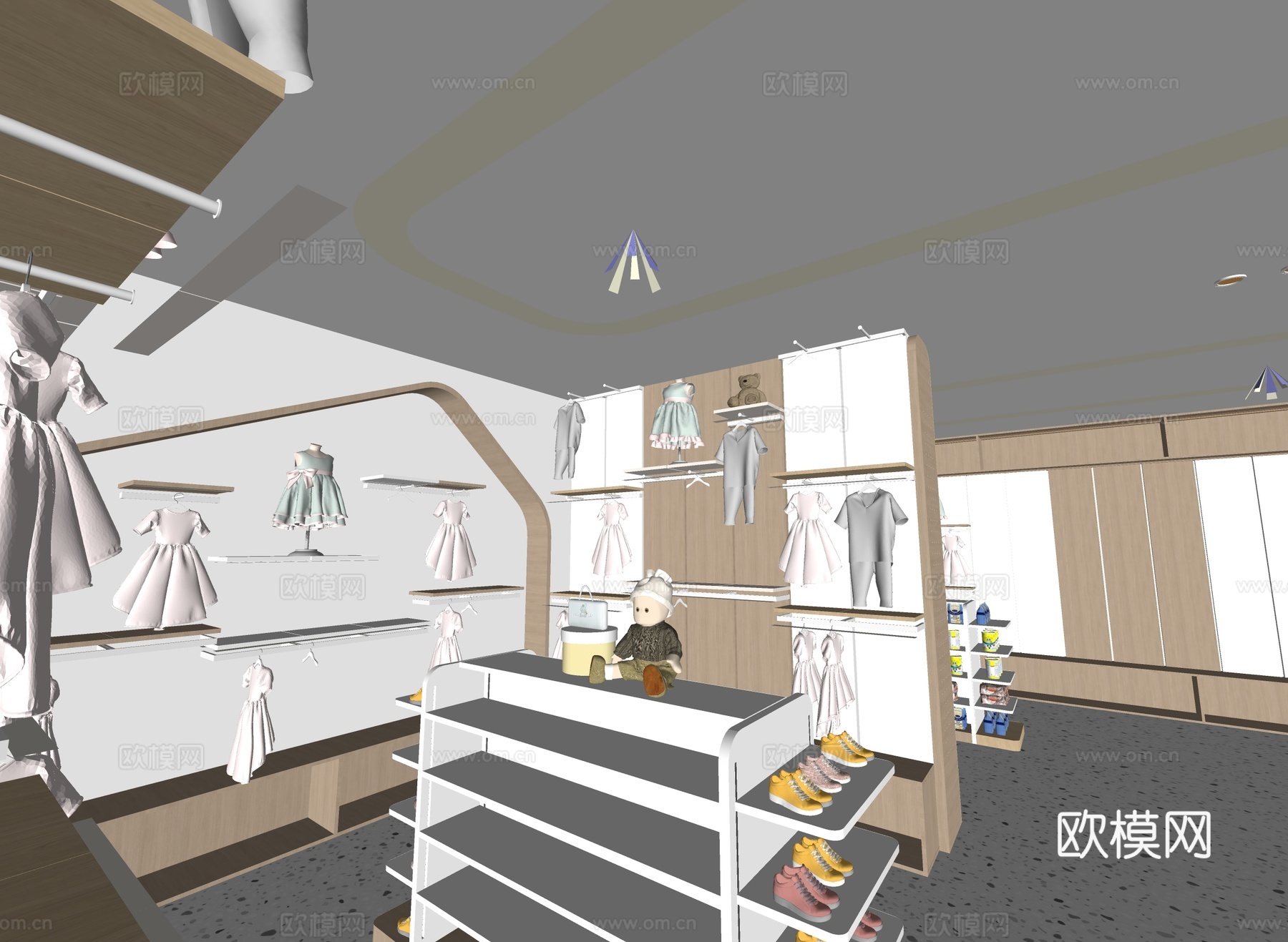 现代服装店 儿童服装店 女装男装服饰店 衣架衣服裙子裤子 展su模型