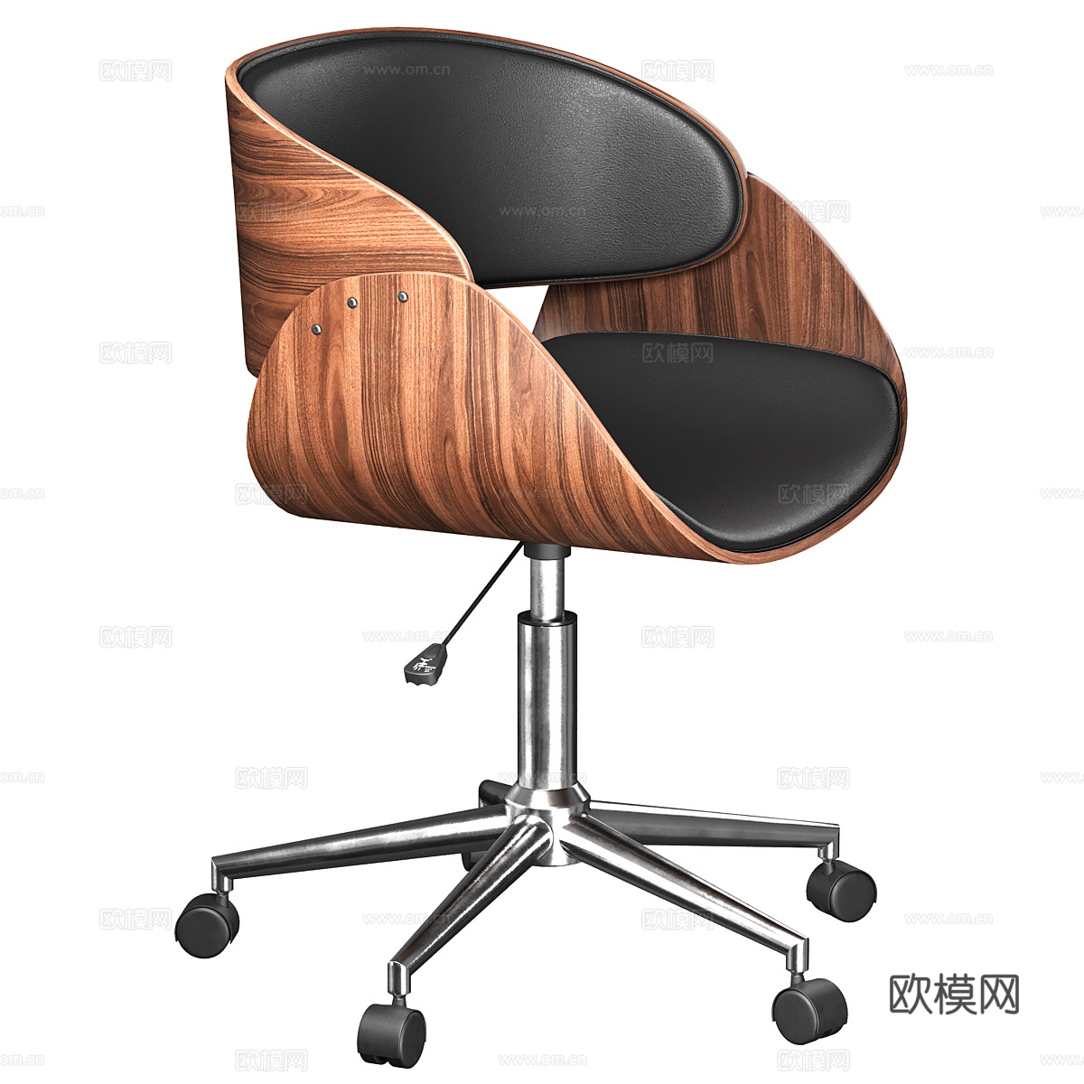 现代意式木制皮革办公椅3d模型
