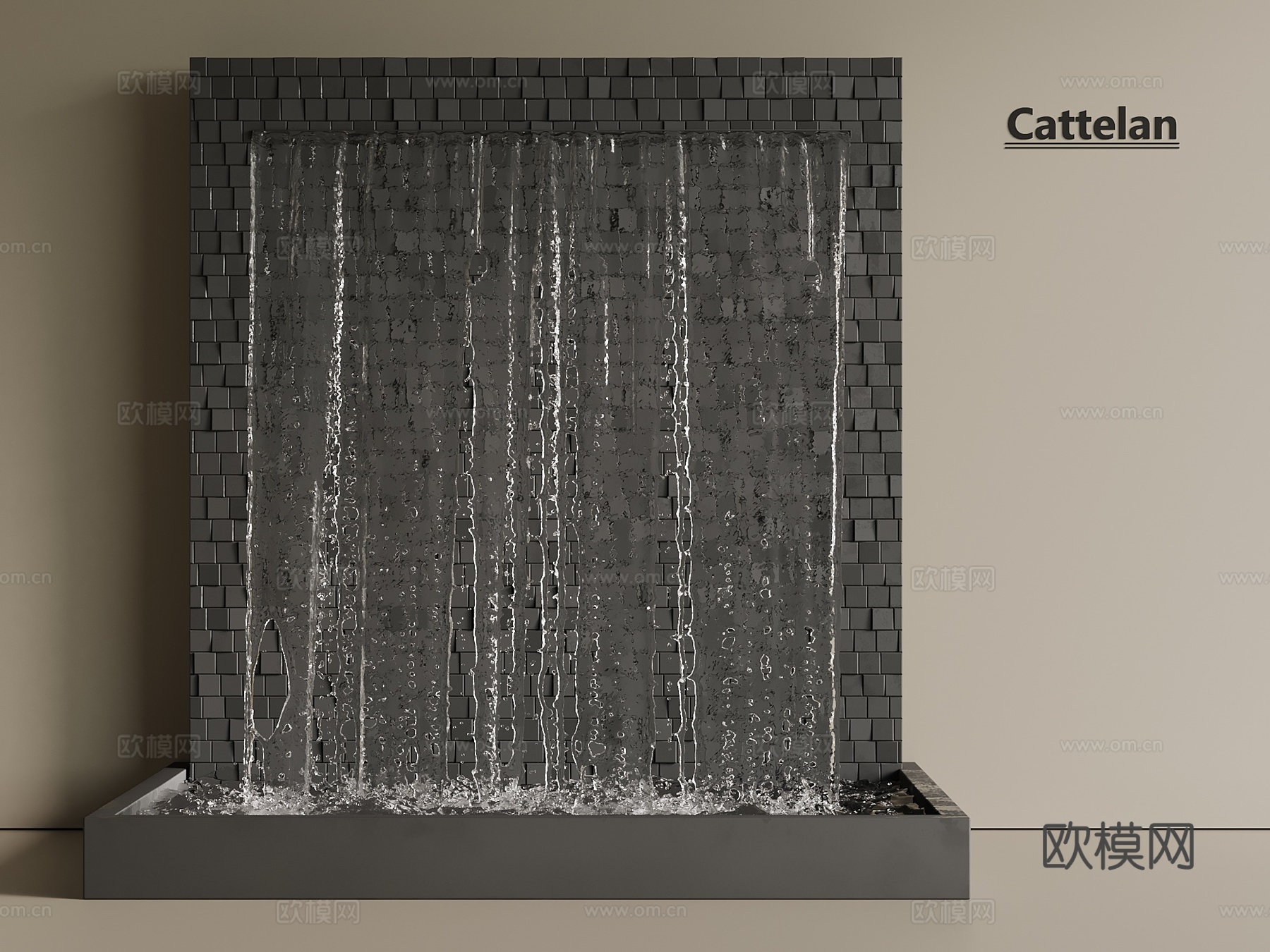 新中式 现代 水幕装置 水幕 水景 喷泉3d模型