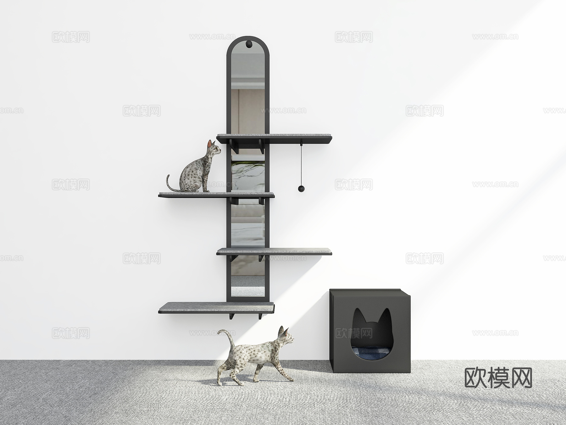 现代爬猫架3d模型