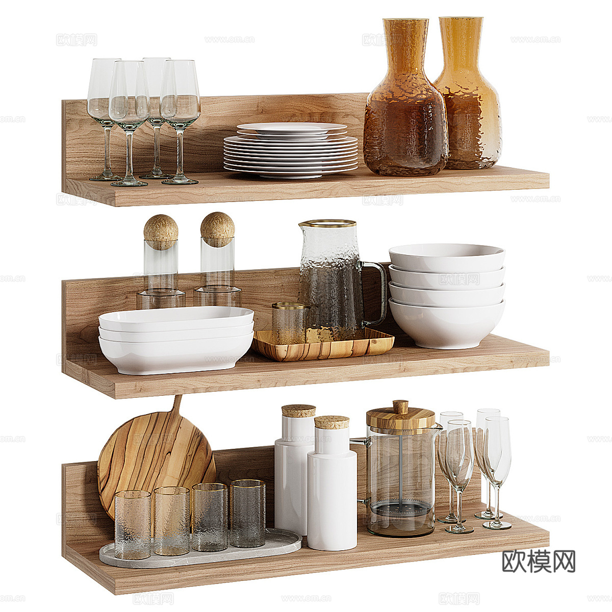 现代北欧餐具组合3d模型