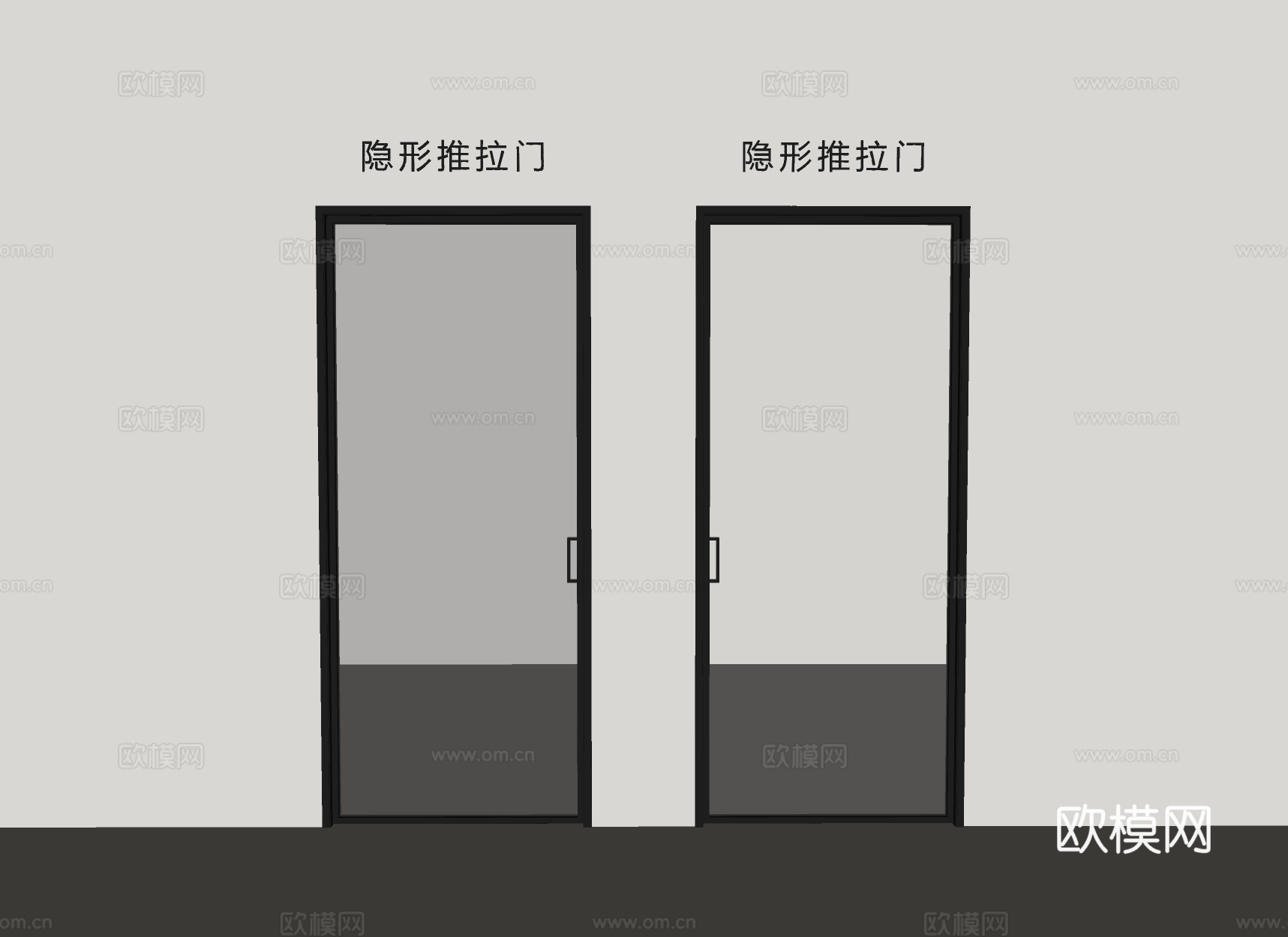 现代口袋门 隐形推拉门 滑门 推拉门su模型
