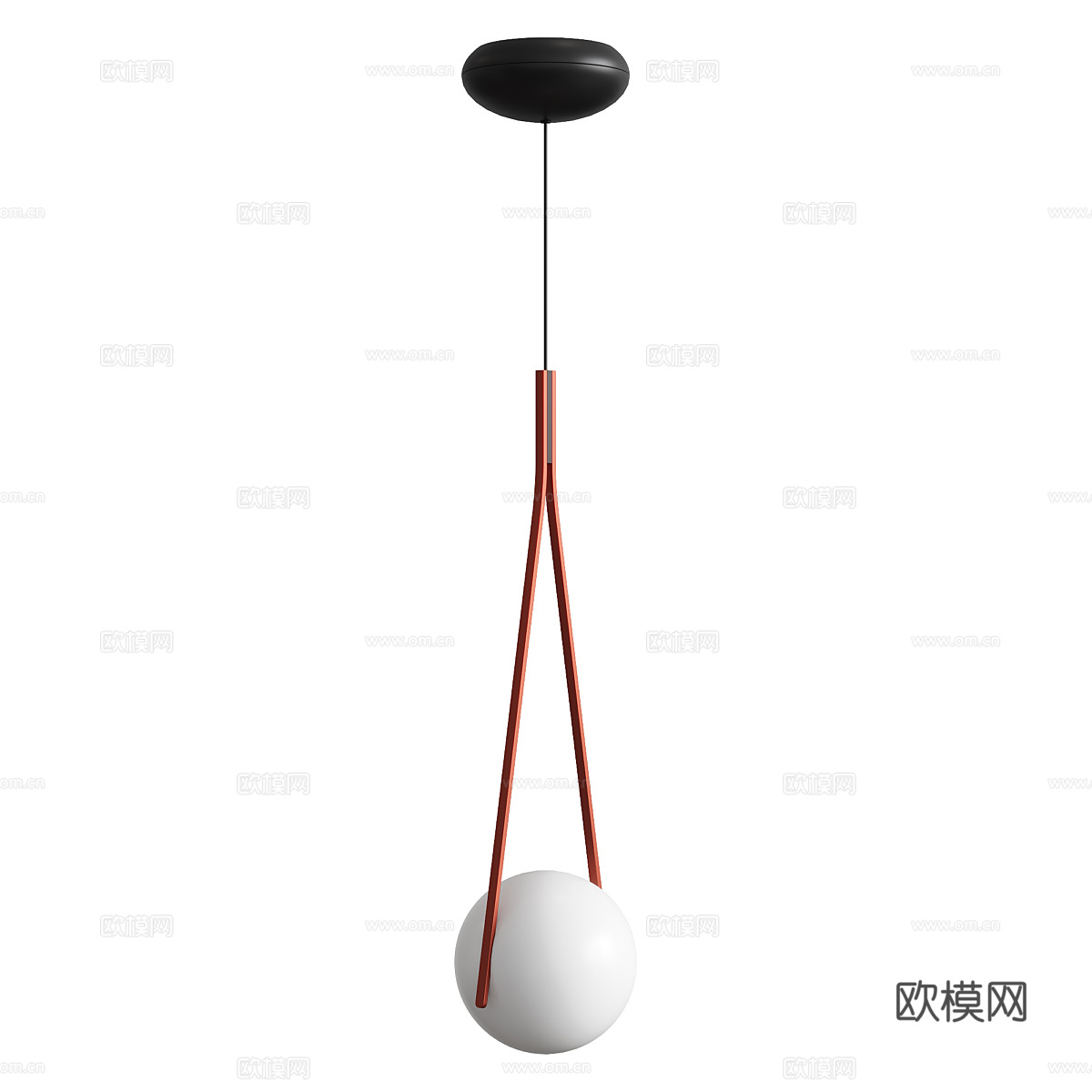 现代意式极简球形玻璃小吊灯3d模型