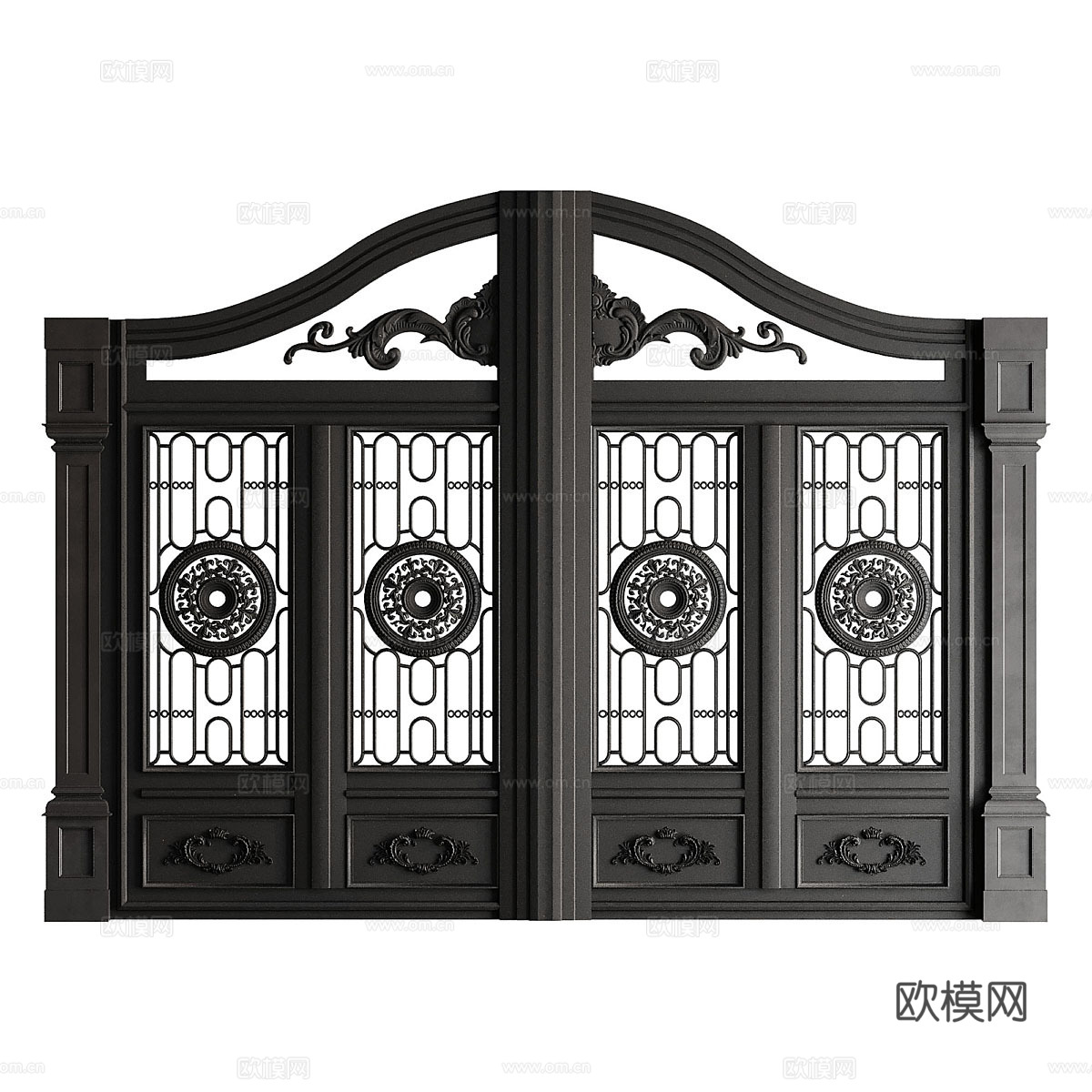 法式黑色大门3d模型