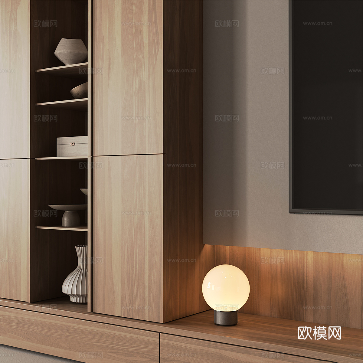现代意式极简电视背景墙3d模型