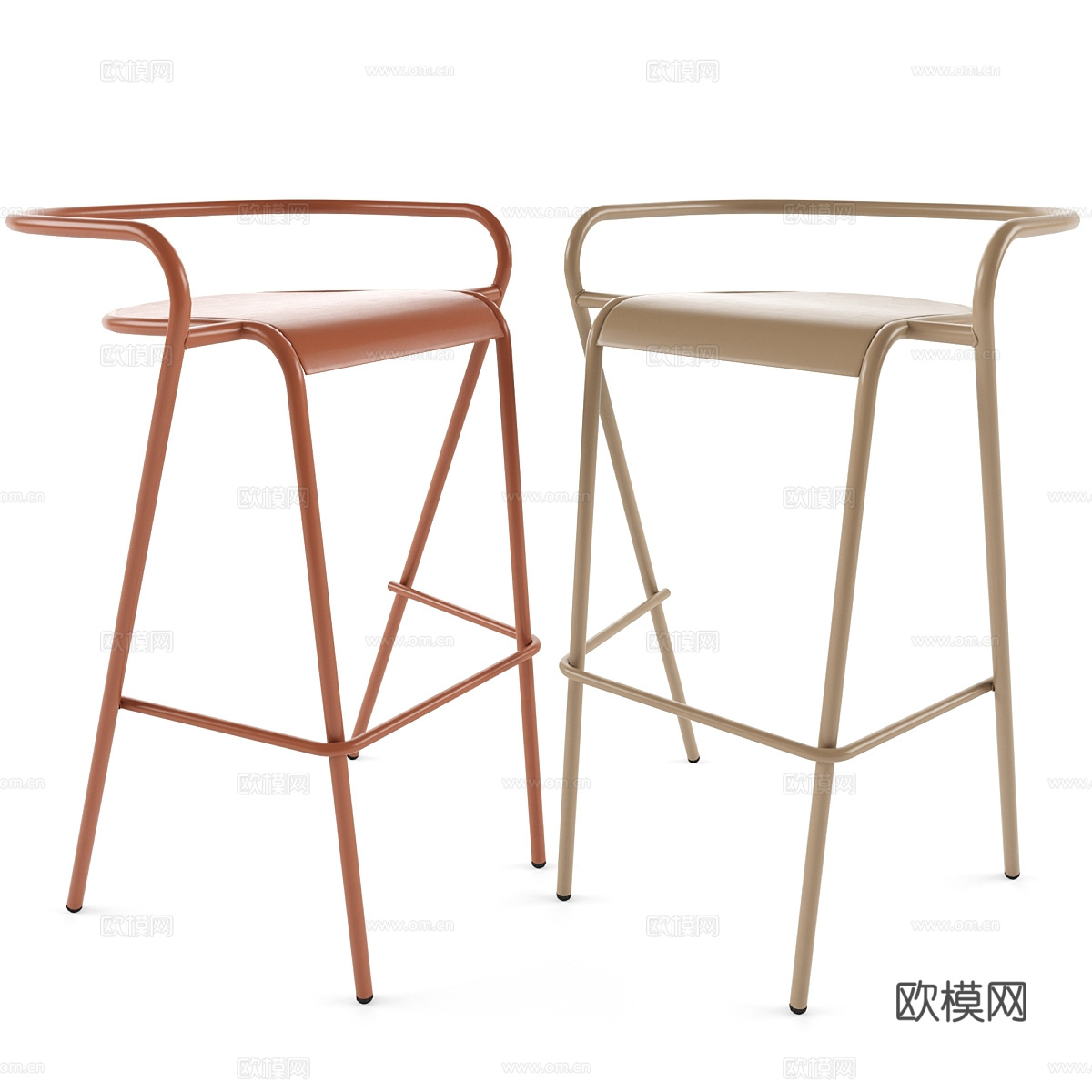 现代极简不锈钢吧台椅3d模型