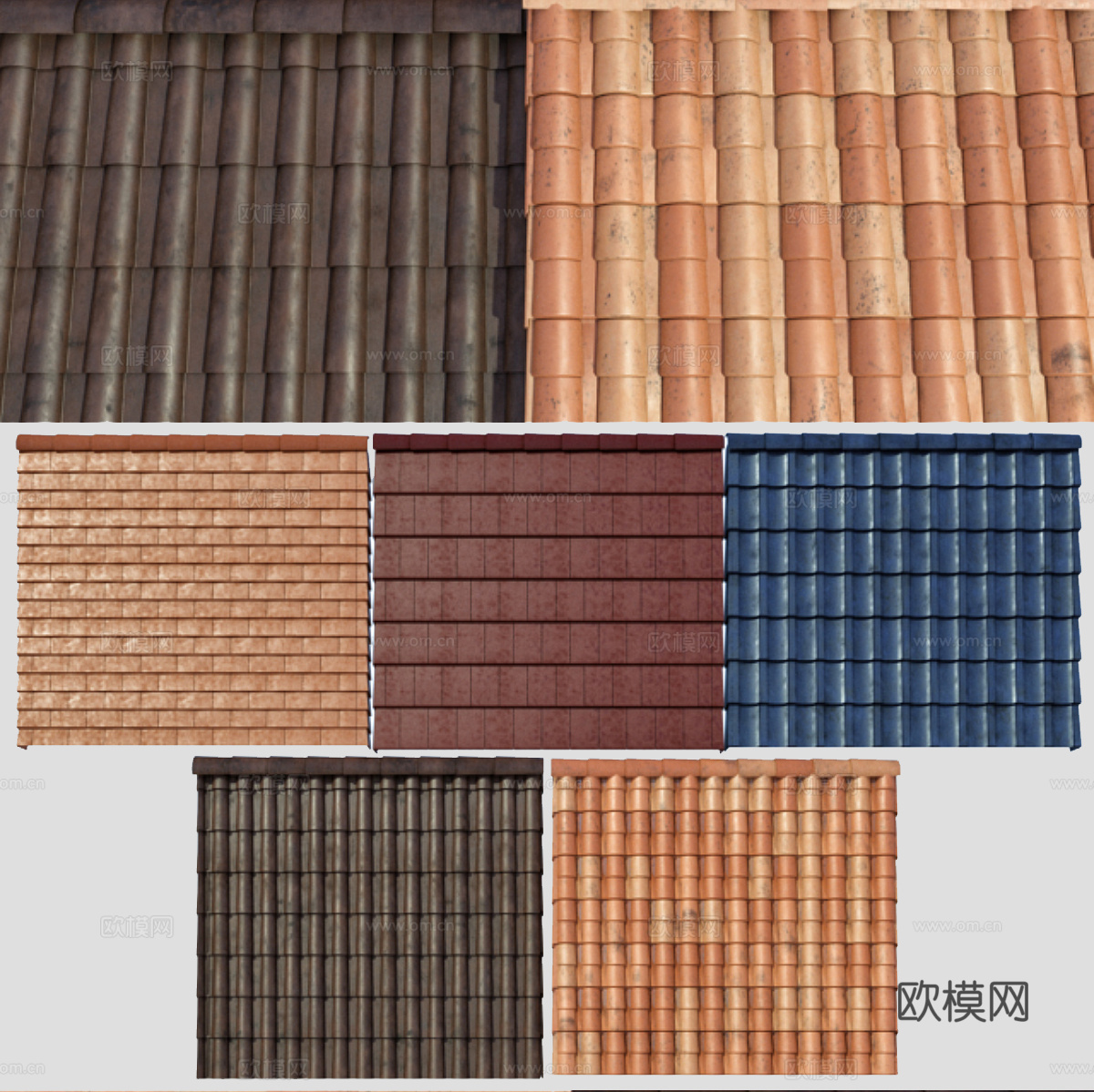 新中式屋顶 玻璃瓦屋顶 琉璃瓦 玻璃钢层面瓦su模型