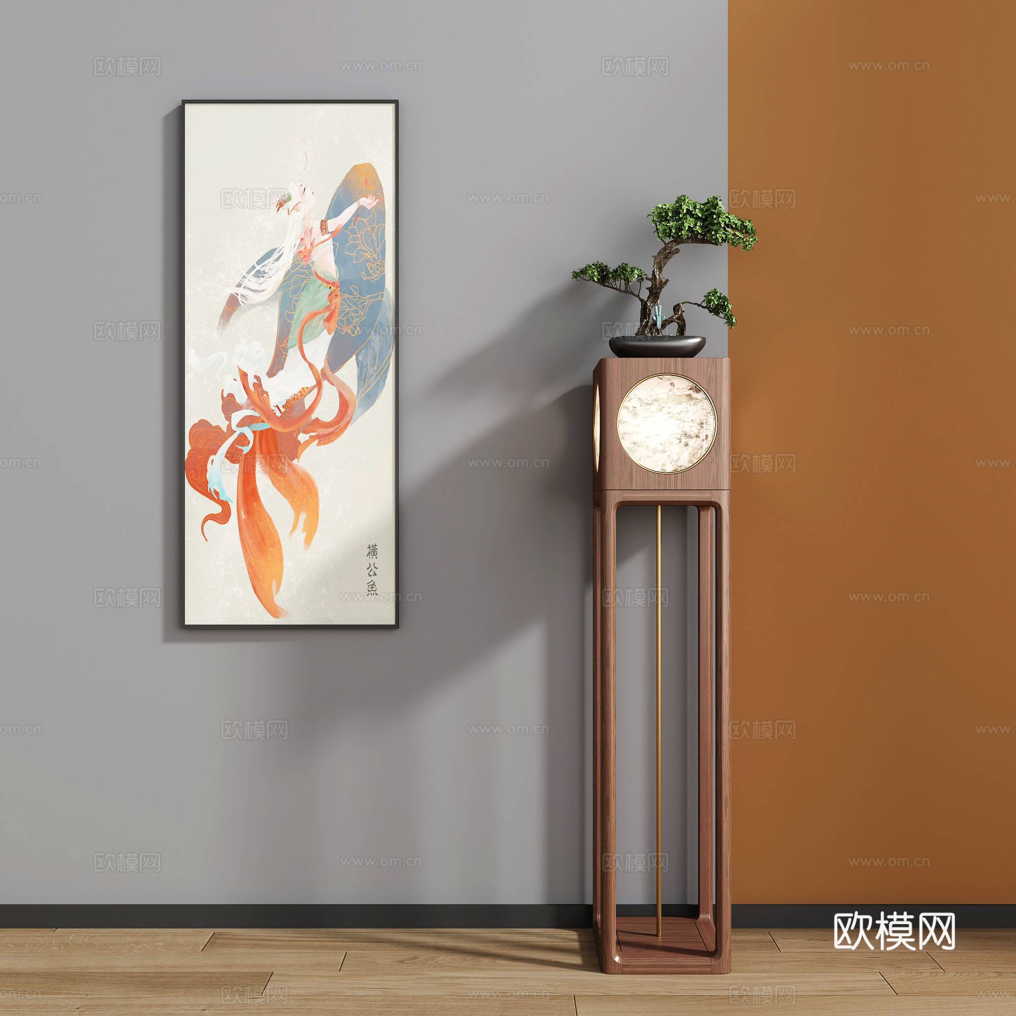 新中式花架3d模型