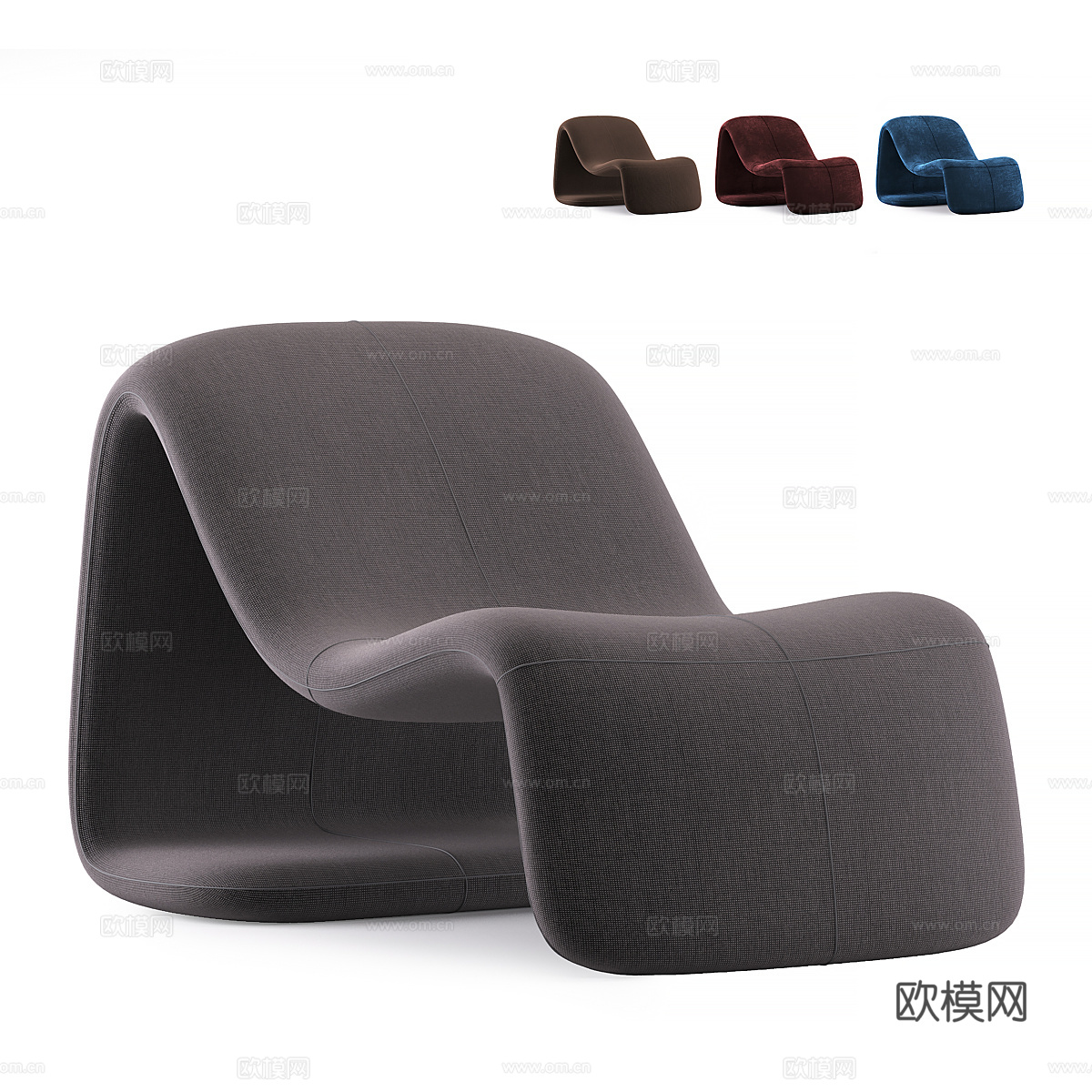 现代意式布艺躺椅3d模型