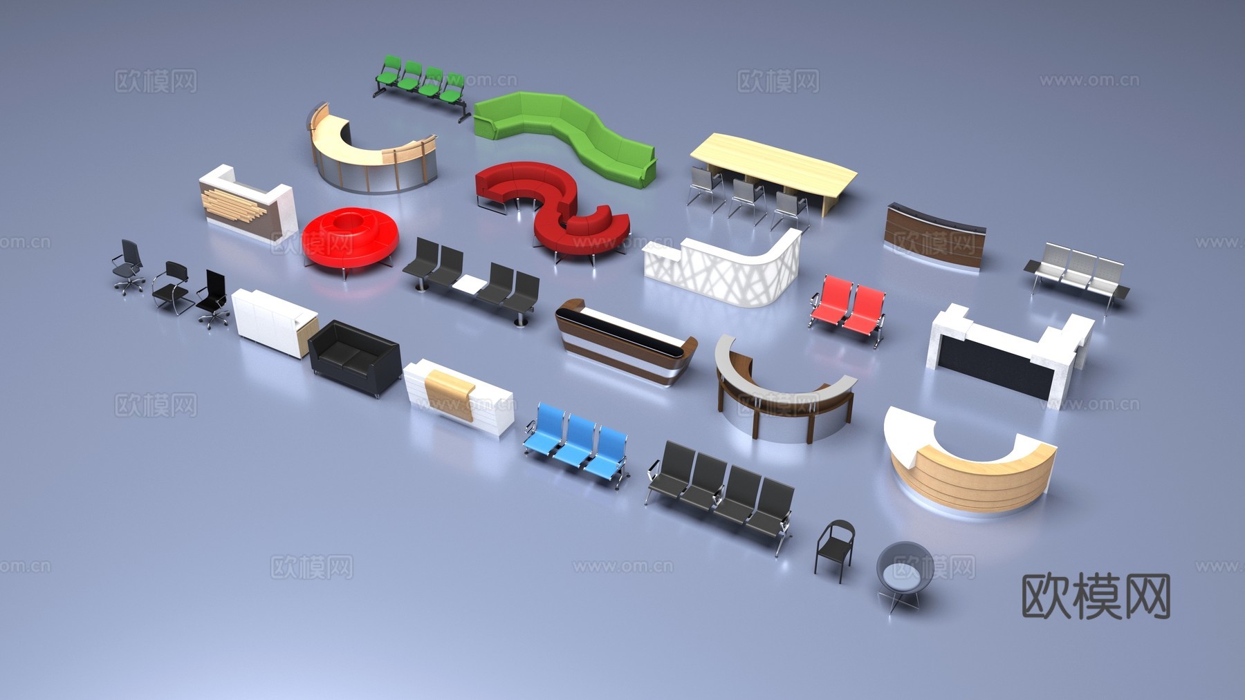 吧台座椅沙发组合3d模型