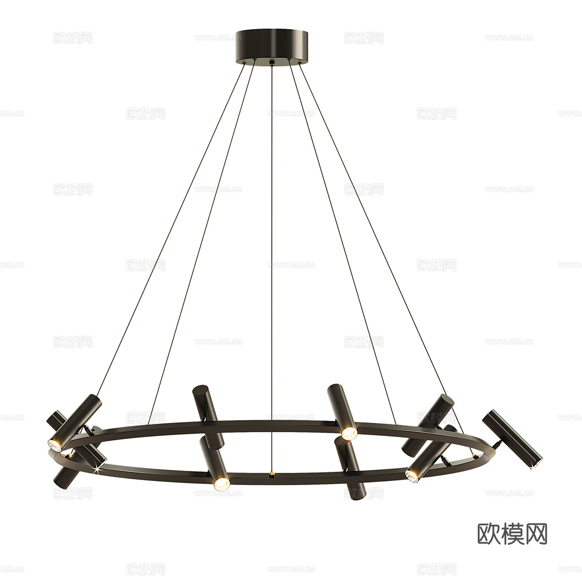 现代意式极简圆形金属吊灯3d模型