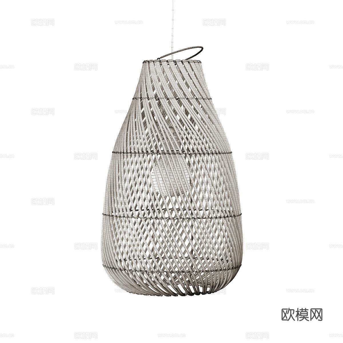 新中式侘寂藤编装饰吊灯3d模型
