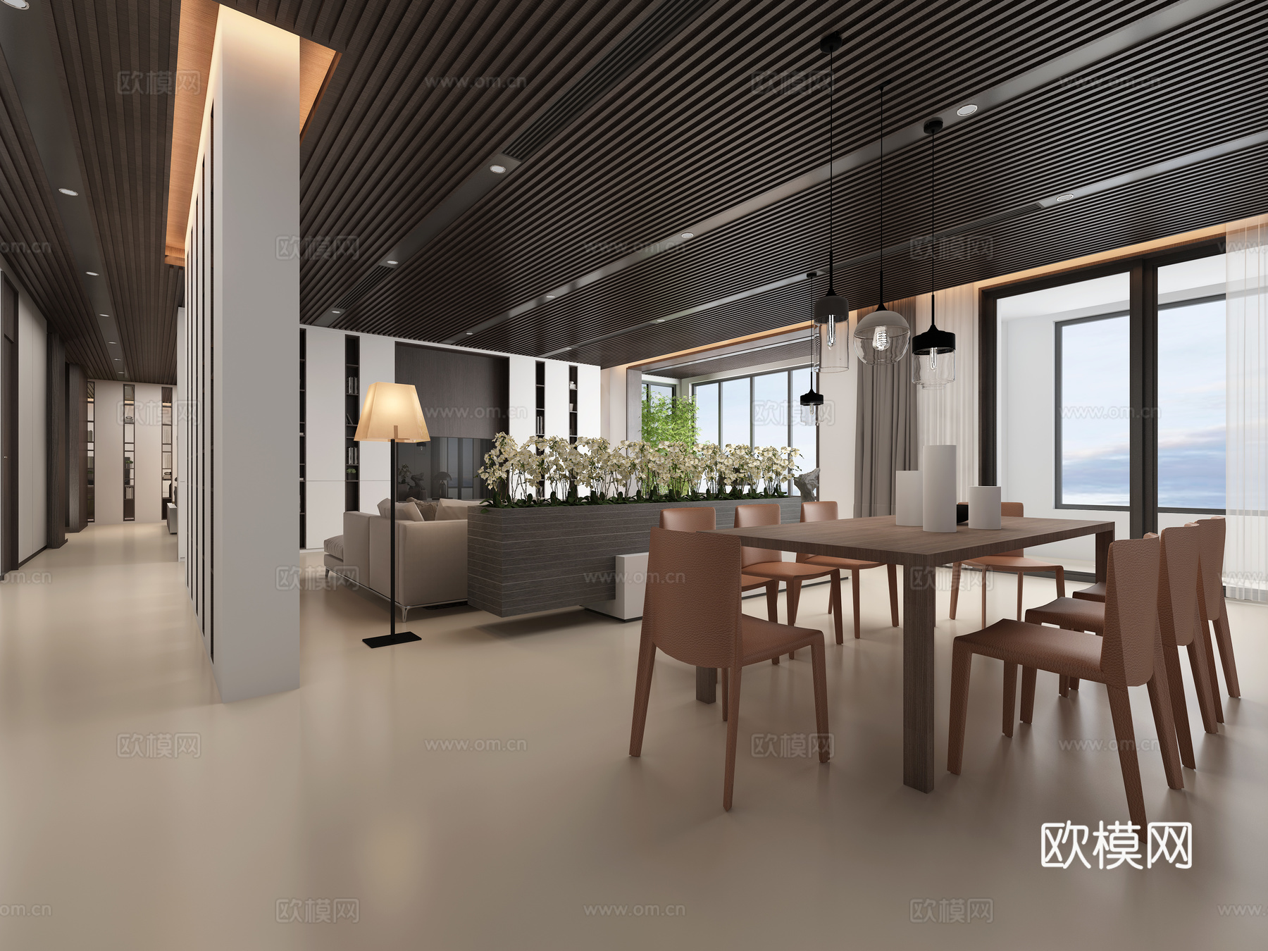 现代餐厅 门厅 餐桌椅3d模型