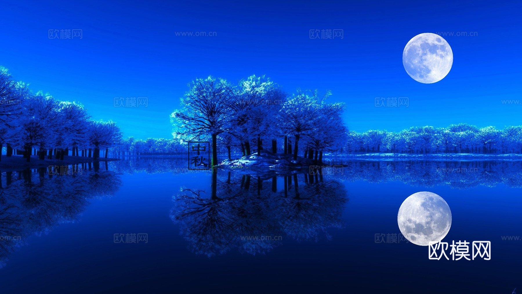 中秋美丽的夜晚风景