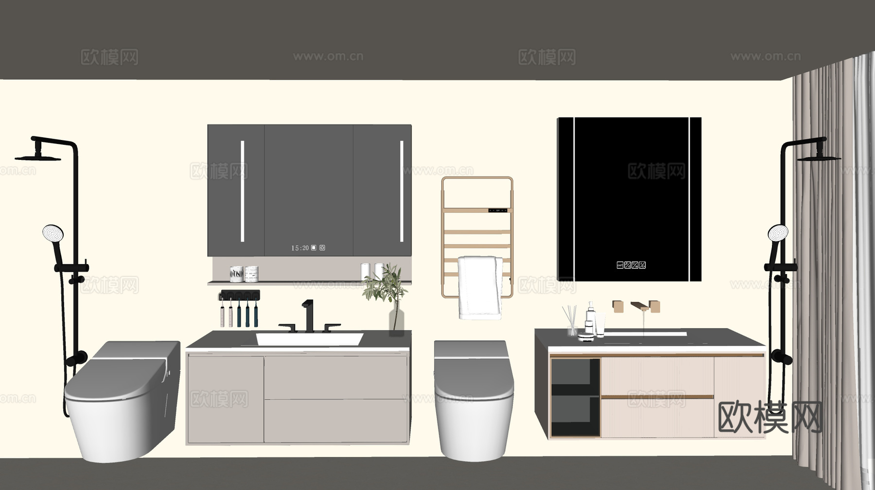 洗手台 浴室用品 洗浴用品 卫生间洗手台su模型