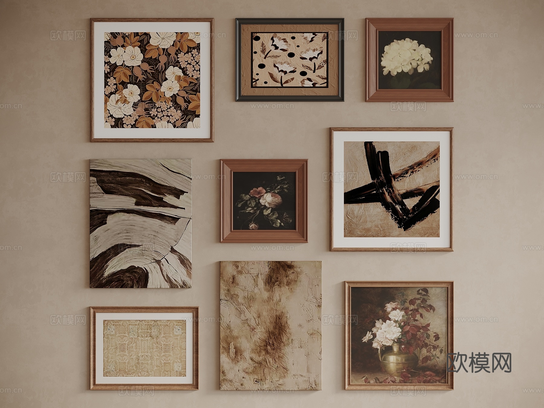 中古 法式 挂画 油画 画框 书房挂画 茶室挂画 玄关3d模型
