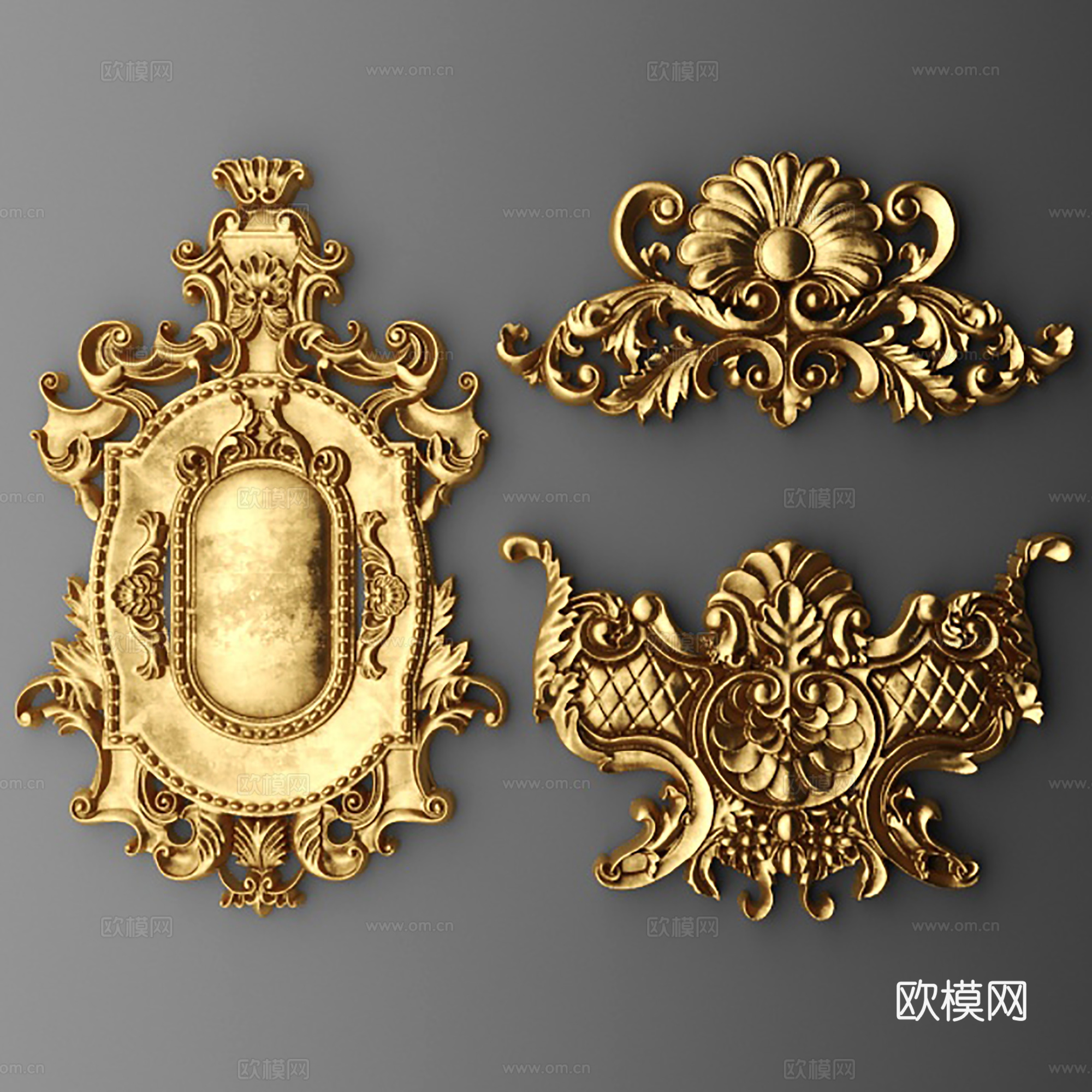欧式雕花墙饰组合3d模型