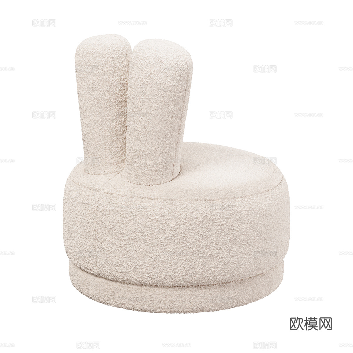 现代奶油风儿童布艺沙发3d模型
